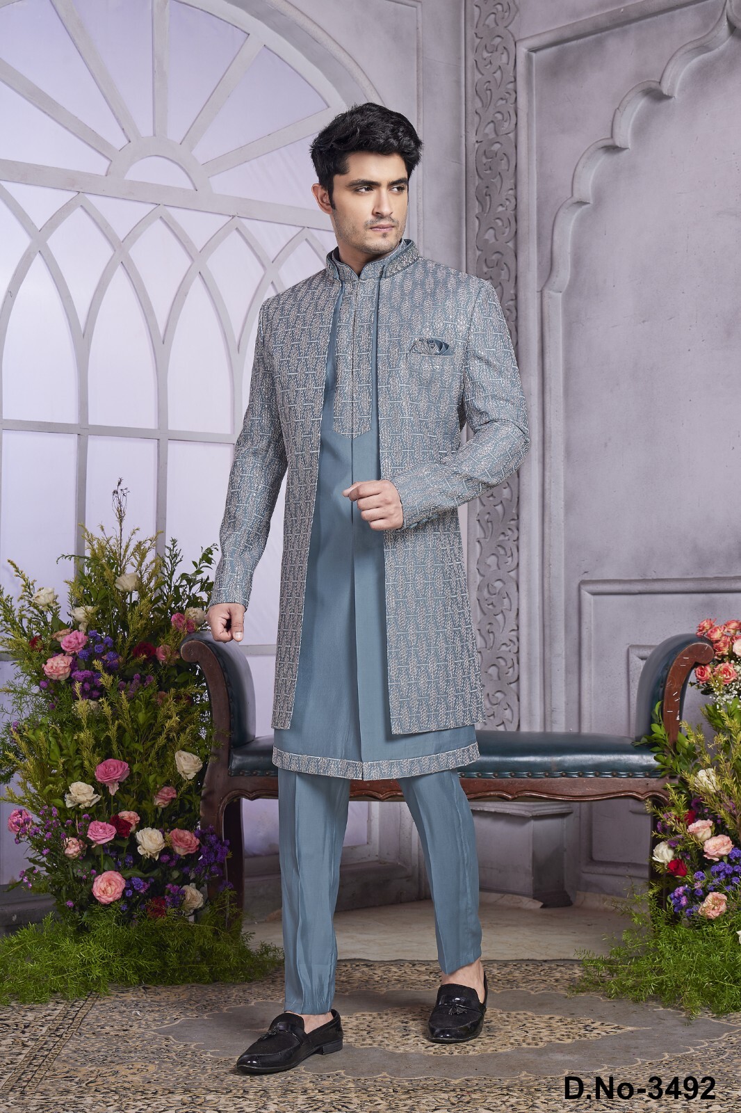 3 Pc Indian Mens Designer Wedding Bollywood Party Wear Traditional Indo Western