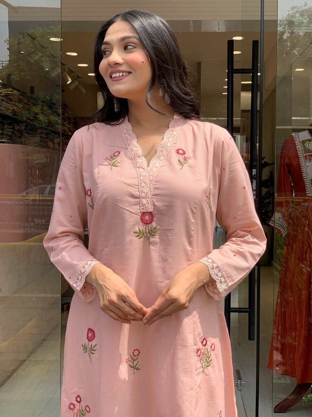 Beautiful Traditional “Designer White and Green Embroidered Kurta Palazzo Set