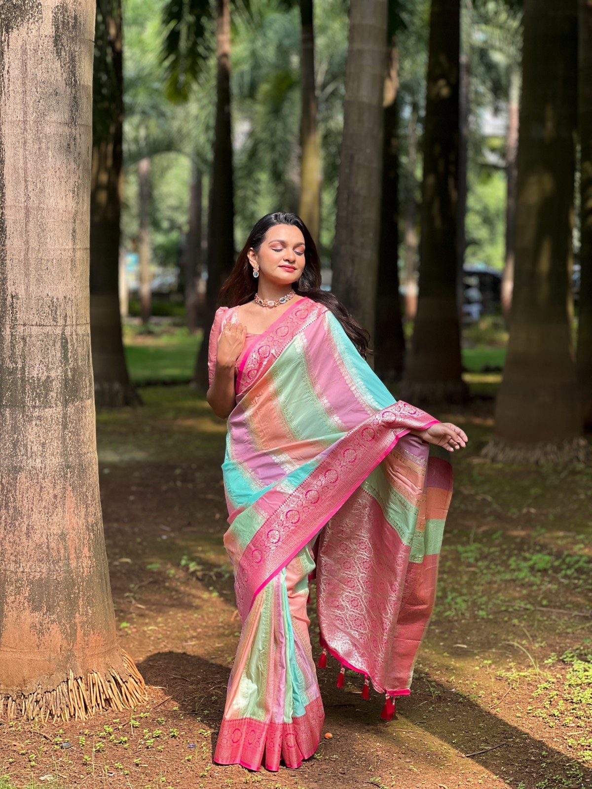 Wedding Women Banarasi Art Silk Saree Zari Woven Indian Traditional Sari Blouse