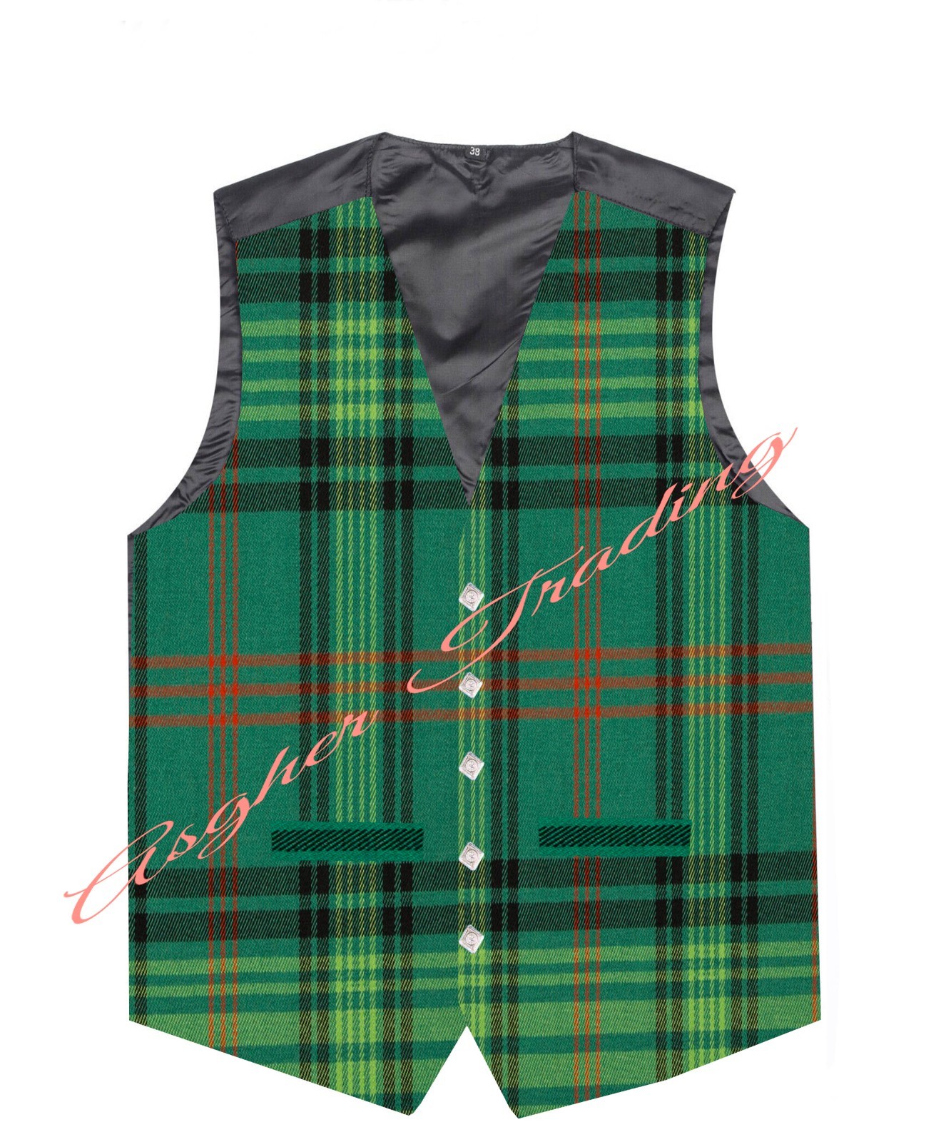 Ross Hunting Ancient tartan VEST Formal 5 Buttons Weeding kilt Waistcoat For Men