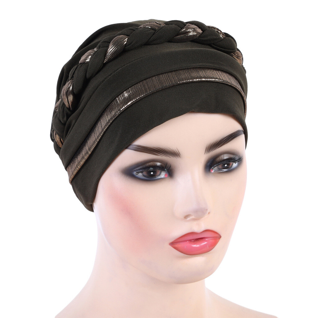 Muslim Women Braid Turban Hat Bonnet Headwrap Chemo Cap Headscarf Beanie Bandana