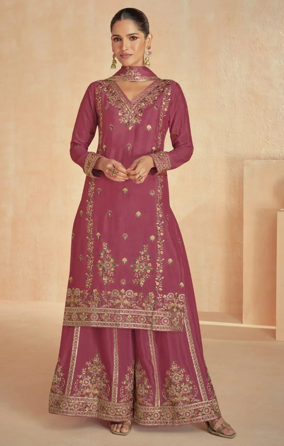 STUNNING Georgette Reception Salwar Kameez ** NEW ** – Magenta