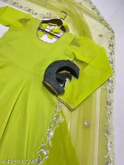 Bollywood Pakistani Anarkali Kurta Frock Suit with Dupatta Designer Women Kurti