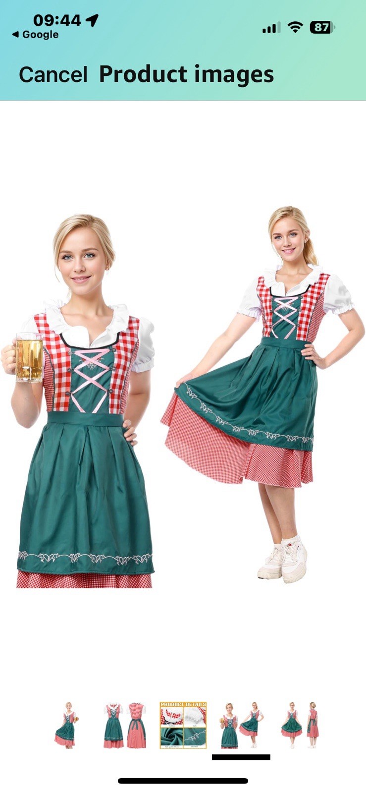 Oktoberfest Dirndl Dress Halloween Beer Fest 2XL 2PC Costume German Bavarian
