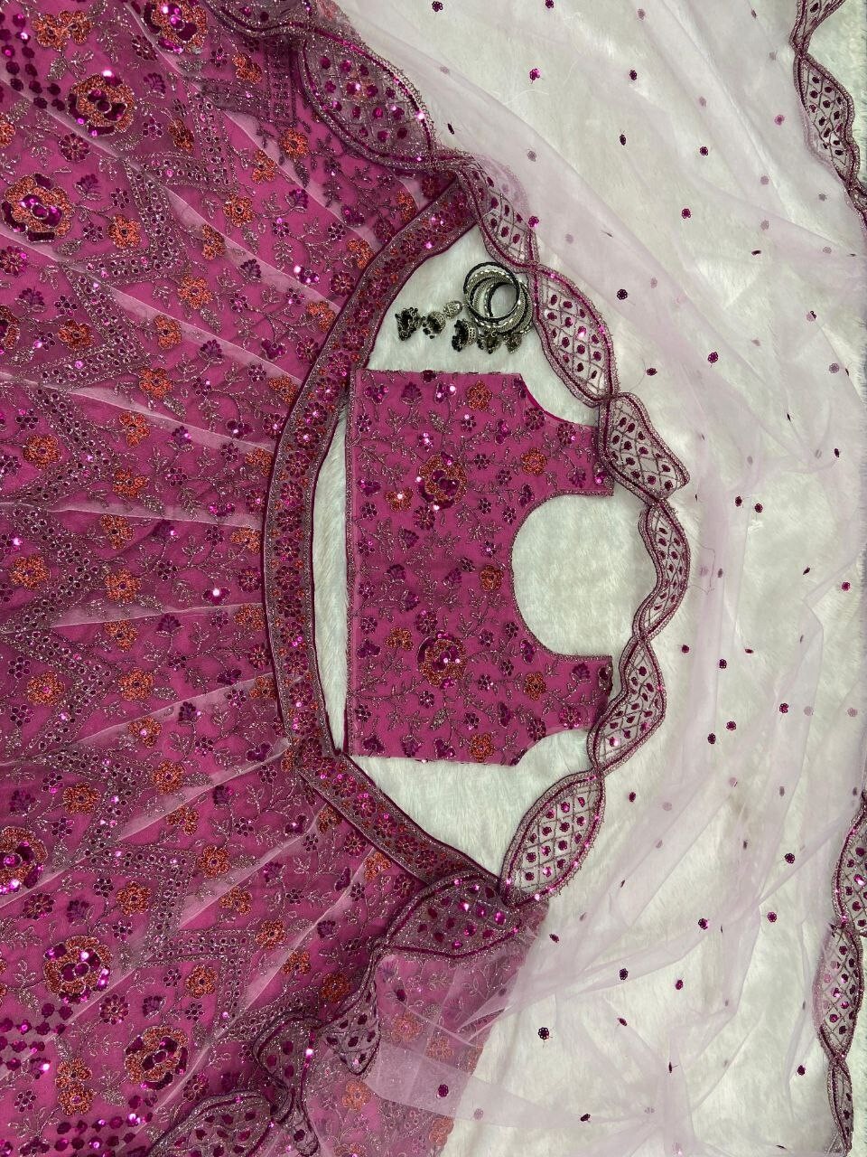 Stylish Butterfly Soft Net Pink Lehenga Choli With Dupatta For Reception