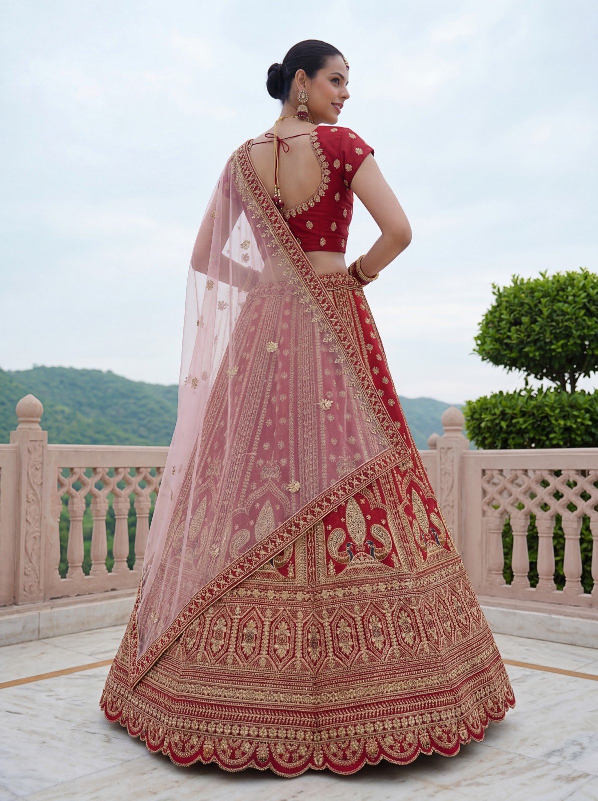 Women’s Silk Lehenga Choli Peacock Embroidery Wedding Party Festive Outfit