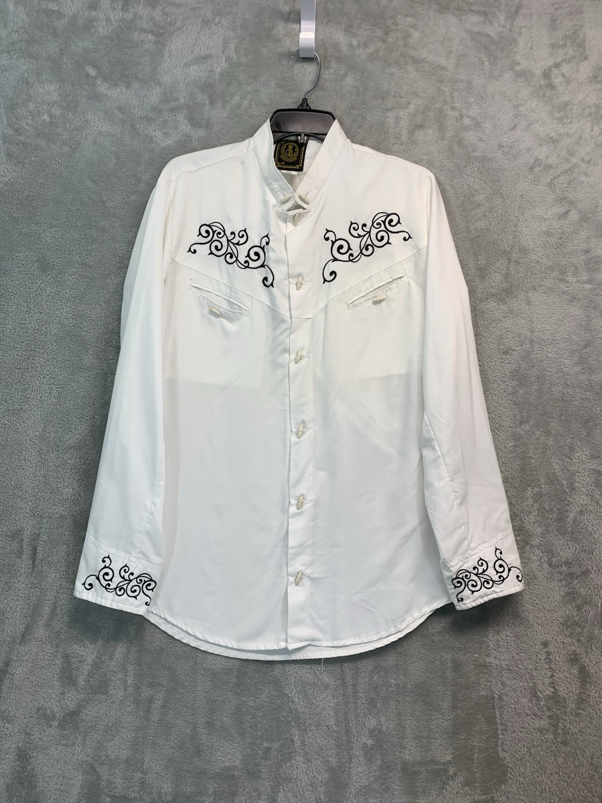 El General Men’s Charro Shirt Camisa Charra Western Wear Color White Long Sleeve