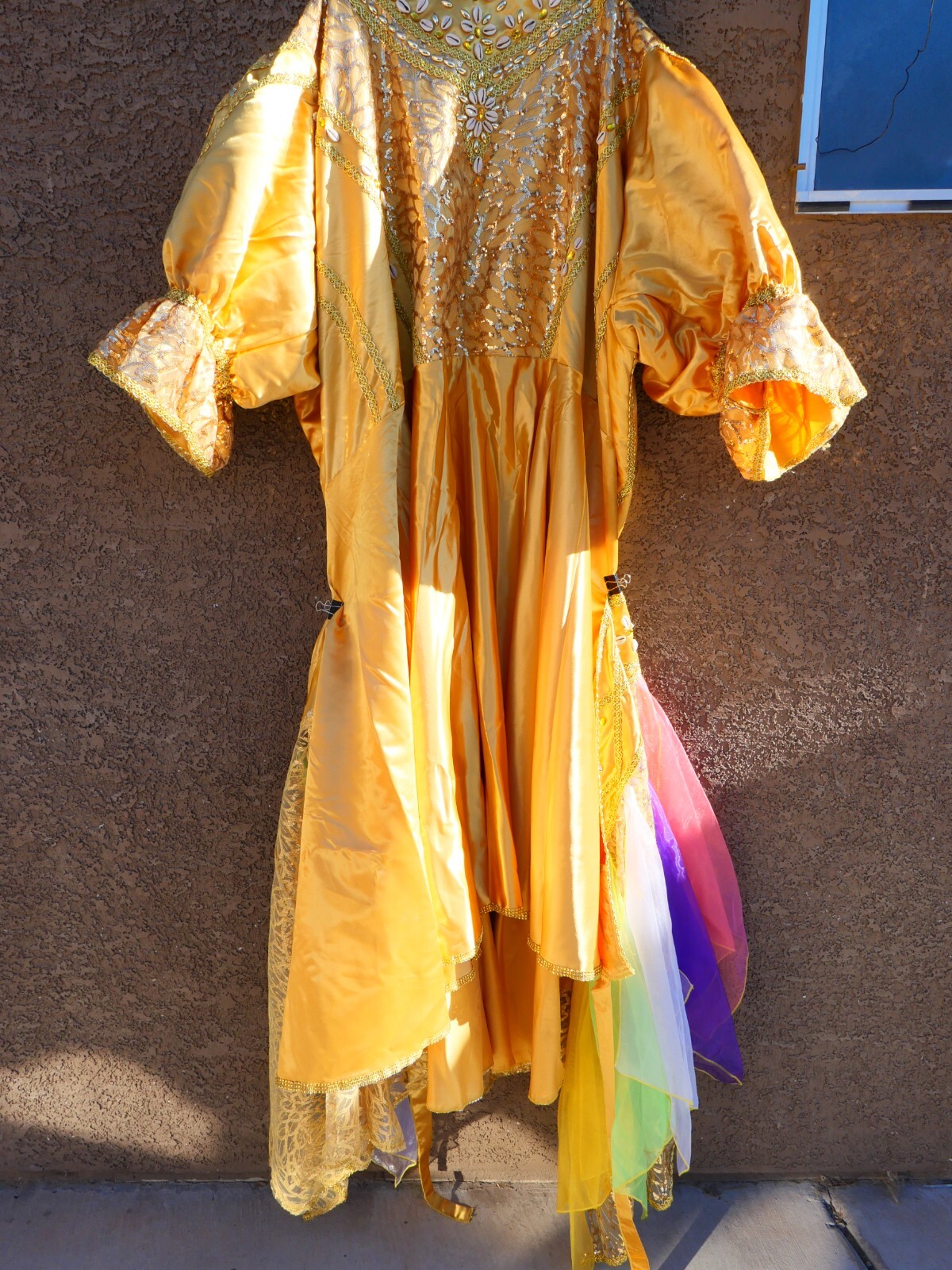 Super Plus Size 88 inch Waist -Yellow 2 Piece African Queen Dress with Seashells