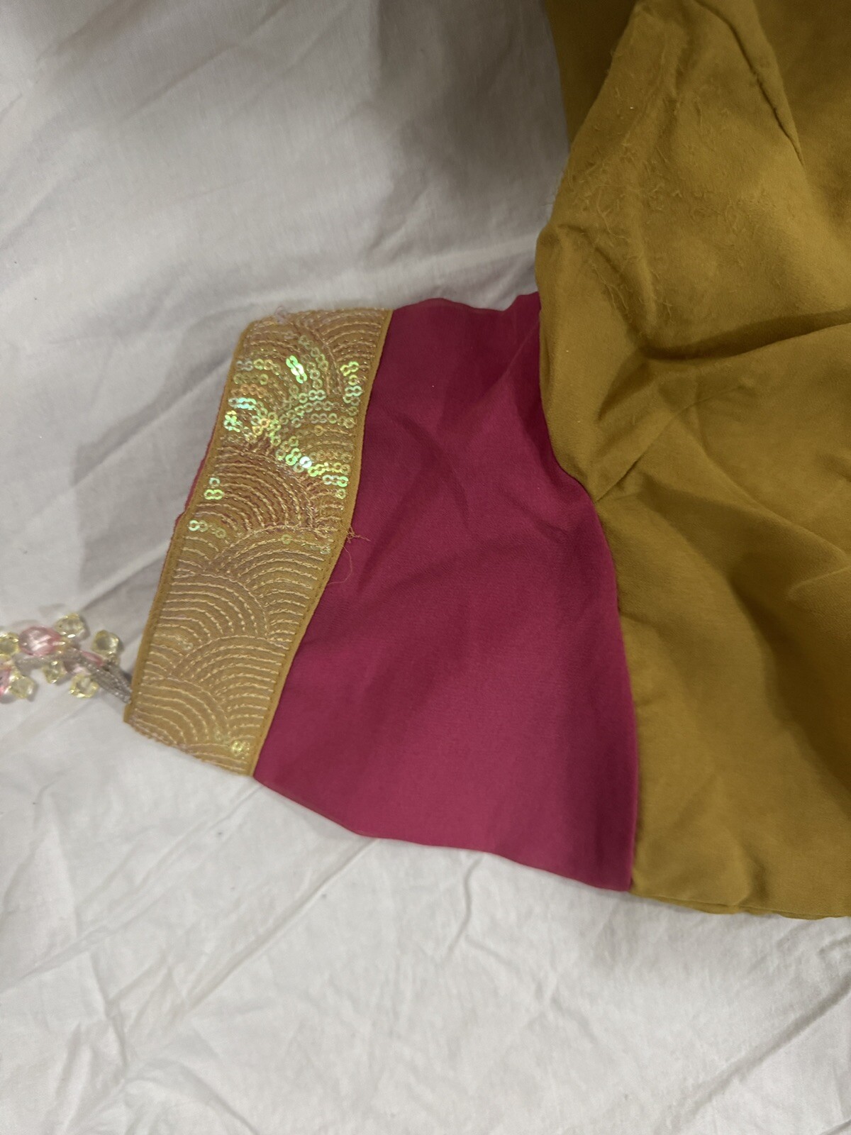 Indian/Pakistani Sari Set, Gold and Pink, Ethnic 44×208”