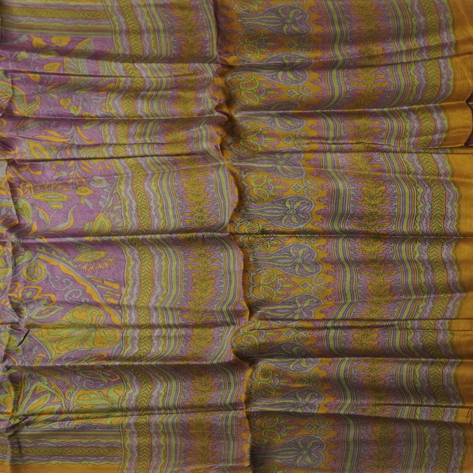Vintage Purple Sarees 100% Pure Silk Printed Indian Sari 5YD Decor Craft Fabric