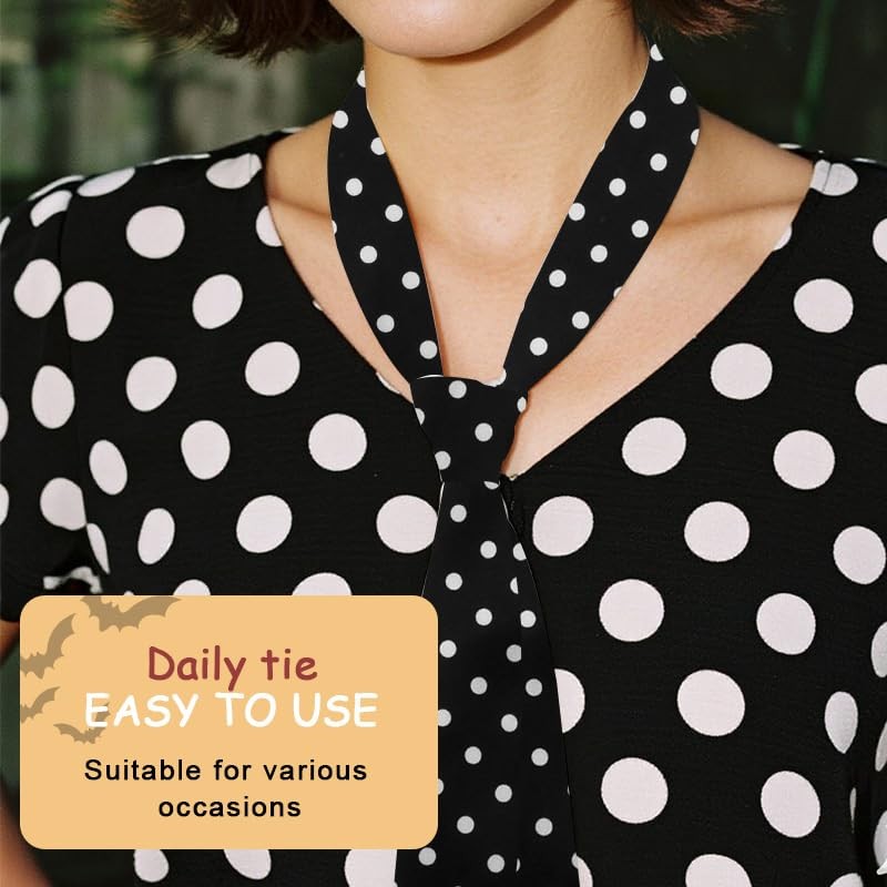 YALLNASL Vintage Polka Dot Ties for Halloween Leopard Print Black Polka Dot
