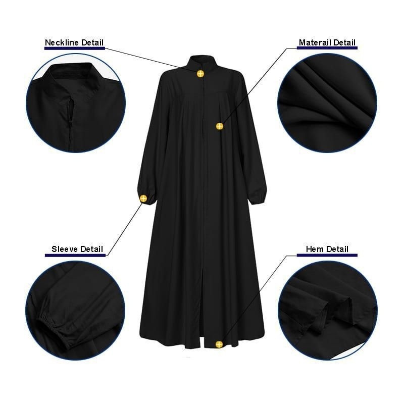 Open Front Zipper Abaya Dubai Muslim Women Dress Kaftan Islamic Ramadan Eid