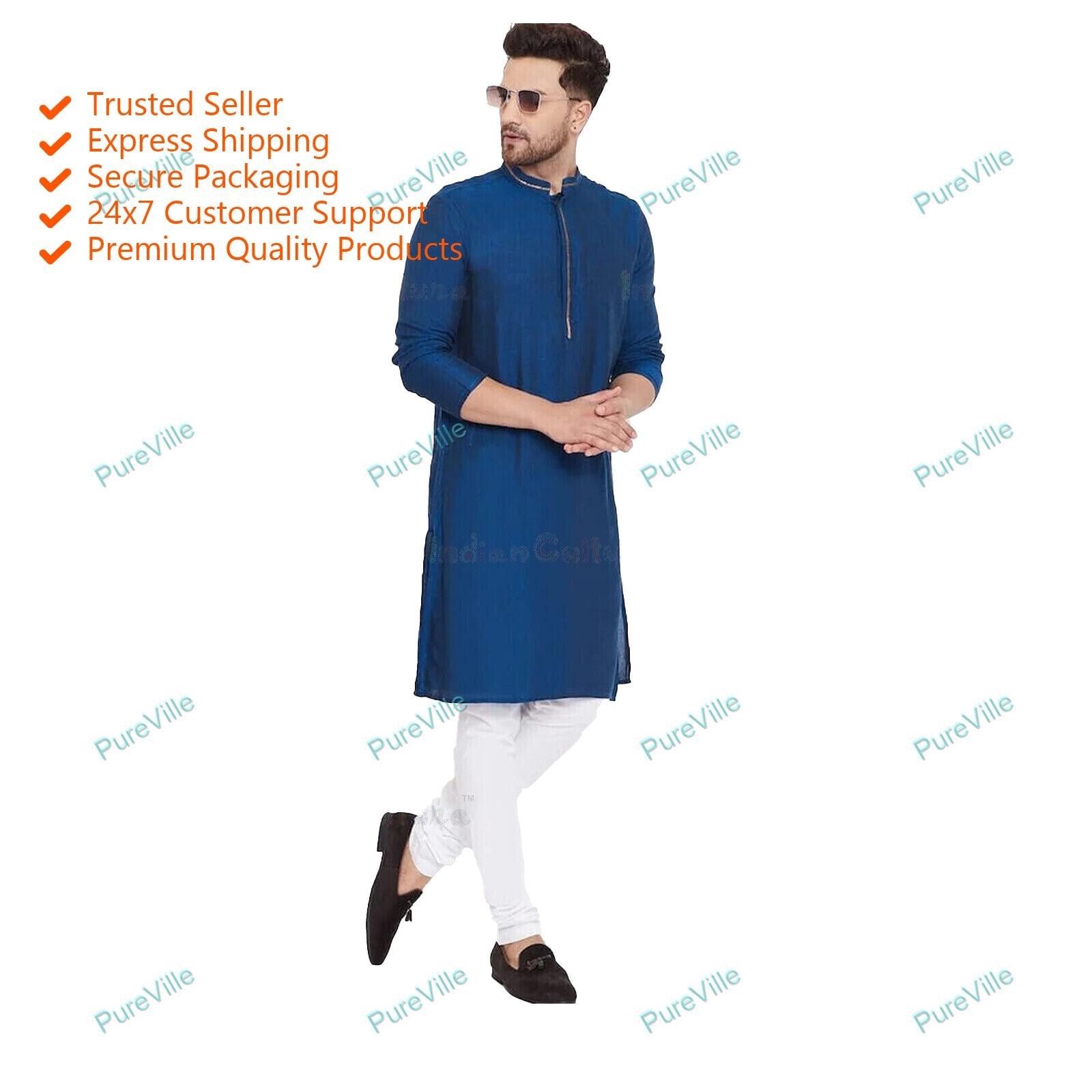 Mens Kurta with Pajama Indian Traditional Fashion Shirt Mens Cotton Dress Kurta