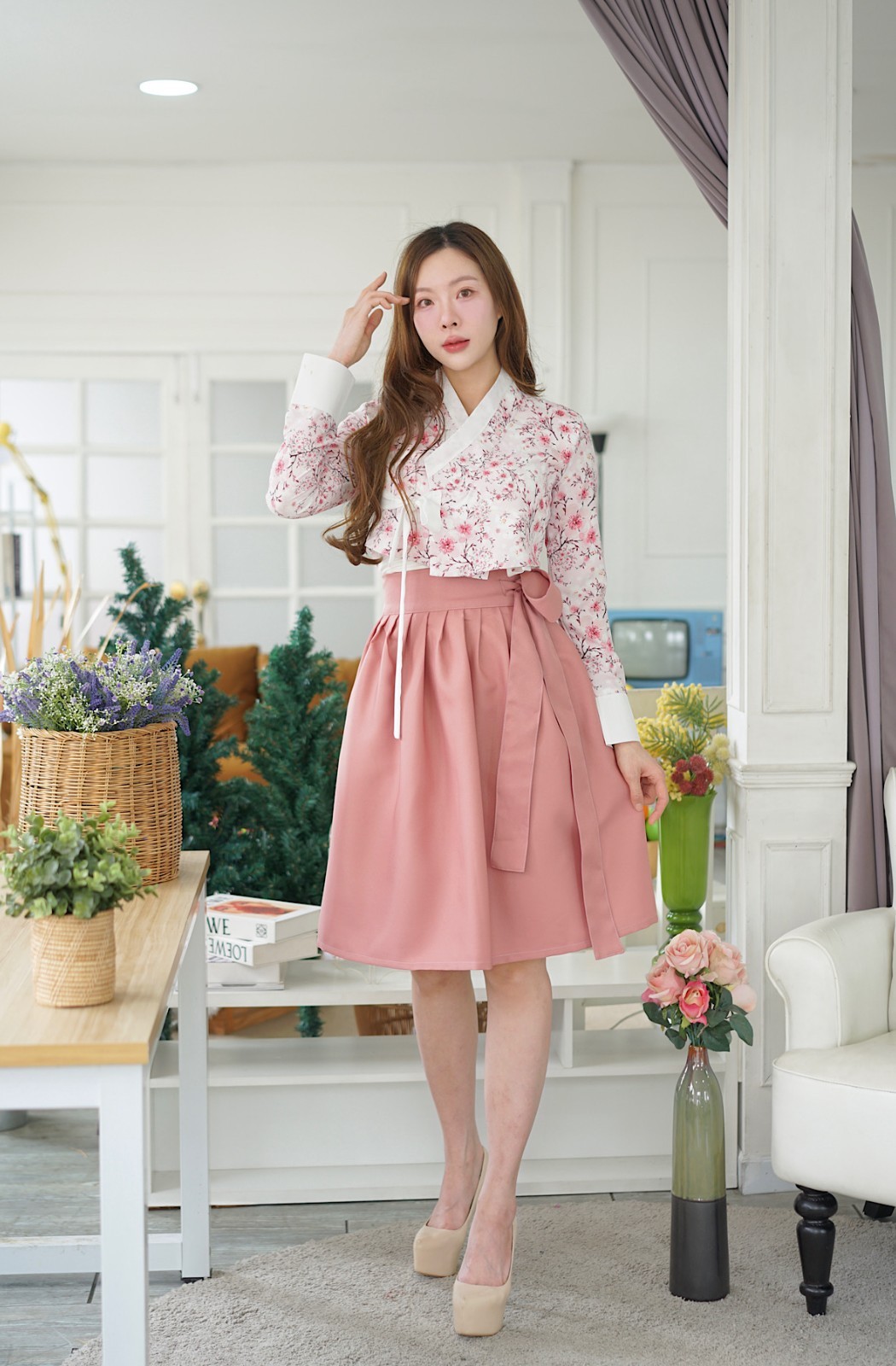 Modern Hanbok Set (Shirt+Skirt+Tassel) Minimal Timeless Design 생활한복 Boraunnii