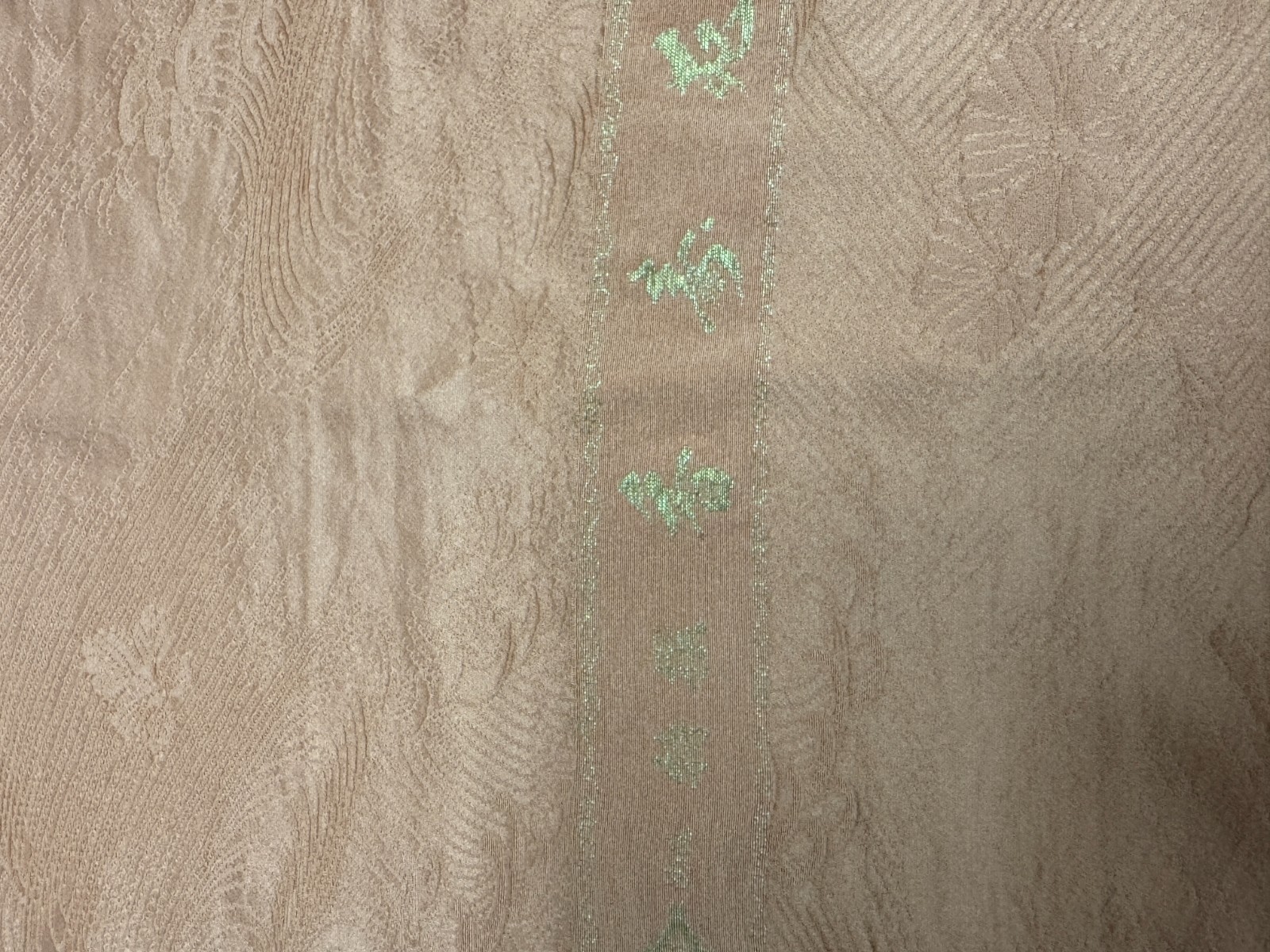 Japanese Vintage Kimono Fabric cloth Boro silk Beige tradition 29.5×13.3 in