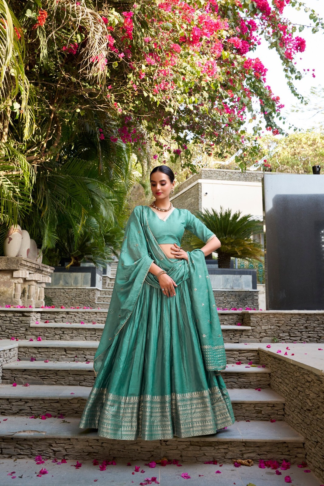 Launching New Sage Green Lehenga Choli With Dupatta For Reception
