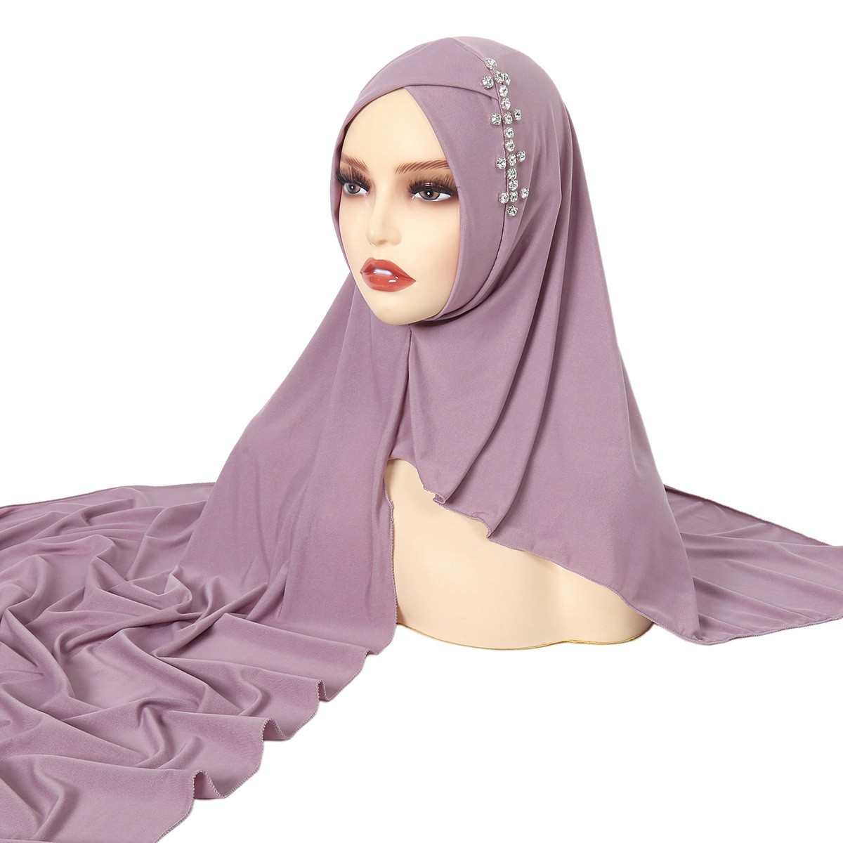 Muslim Women Hijabs Fashion Rhinestones Instant Head Wrap Long Scarf Shayla