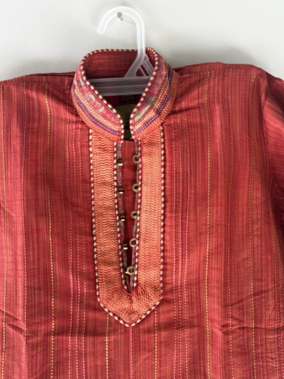 NWT Red Orange Golden Boys Sz 7 Yr India Pakistan Kurta Bollywood cotton-2pc