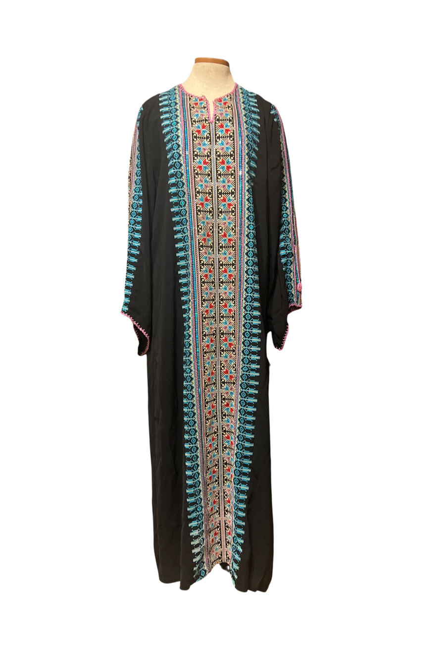 Vintage Thobe Dubai Moroccan Kaftan Dress Arabic Luxury Palestinian Multicolor L