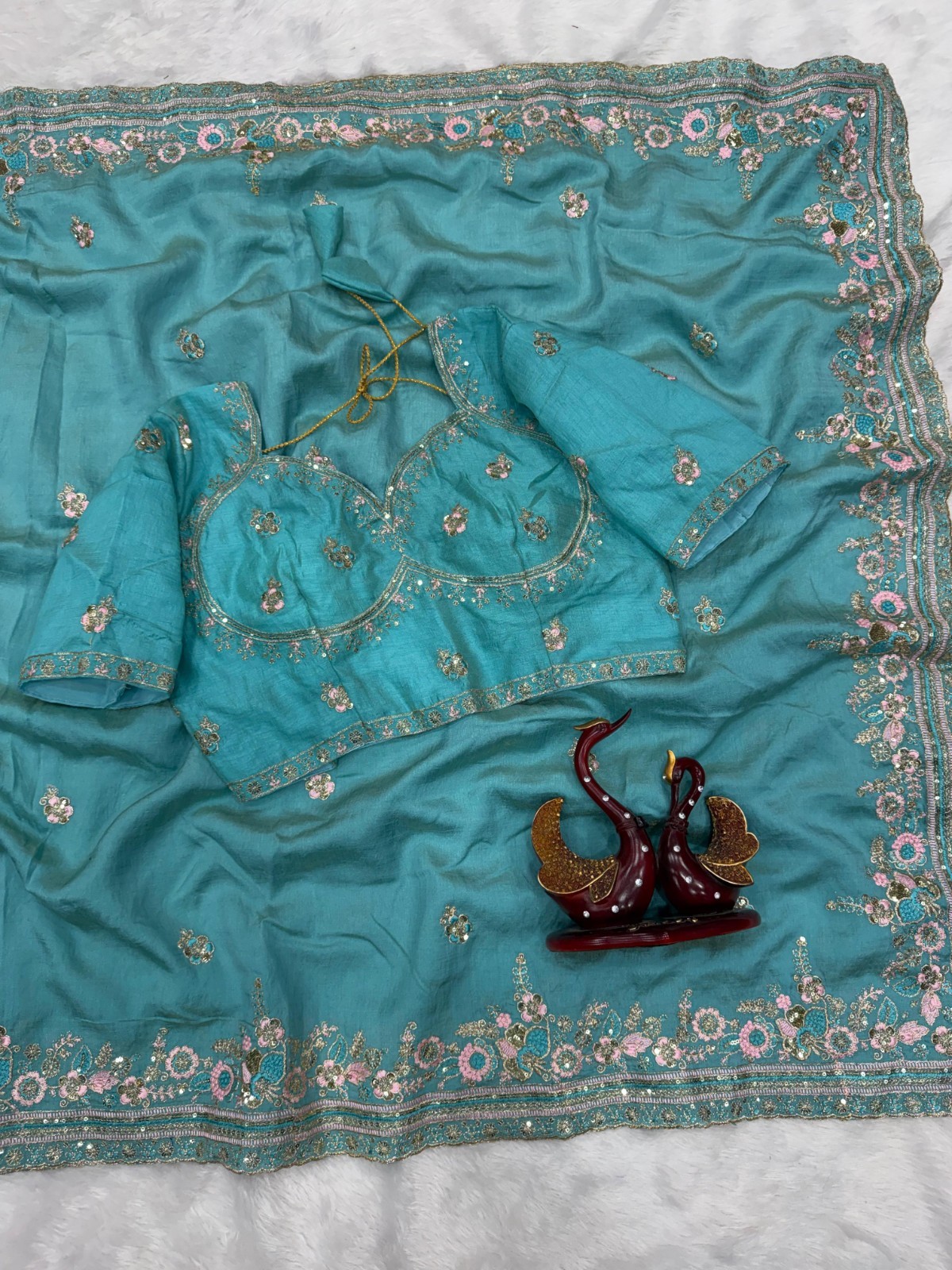 Bridal Silk Sari Blouse Designer Pakistani Ethnic Bollywood Indian Wedding Saree