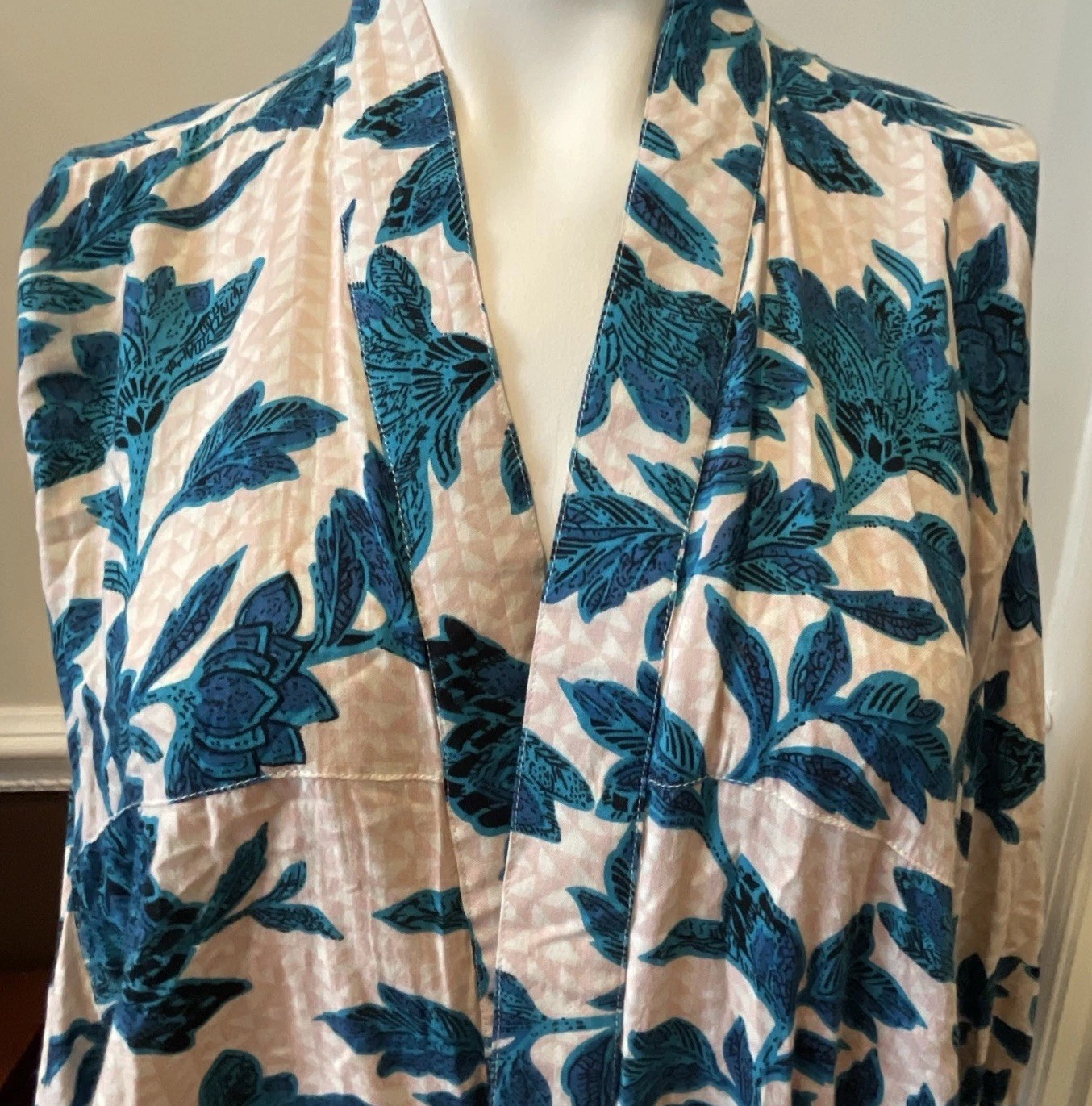 Anthropologie Womens Anderson + Lauth OS Kimono Floral Print Blue Pink White