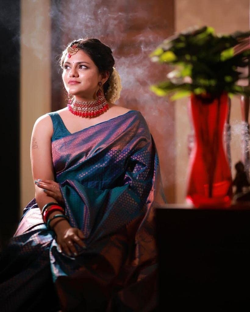 TRADITIONAL PARTY WEAR SOFT SILK INDIAN WEDDING WEAR KANJEEVARAM SAREE SARI