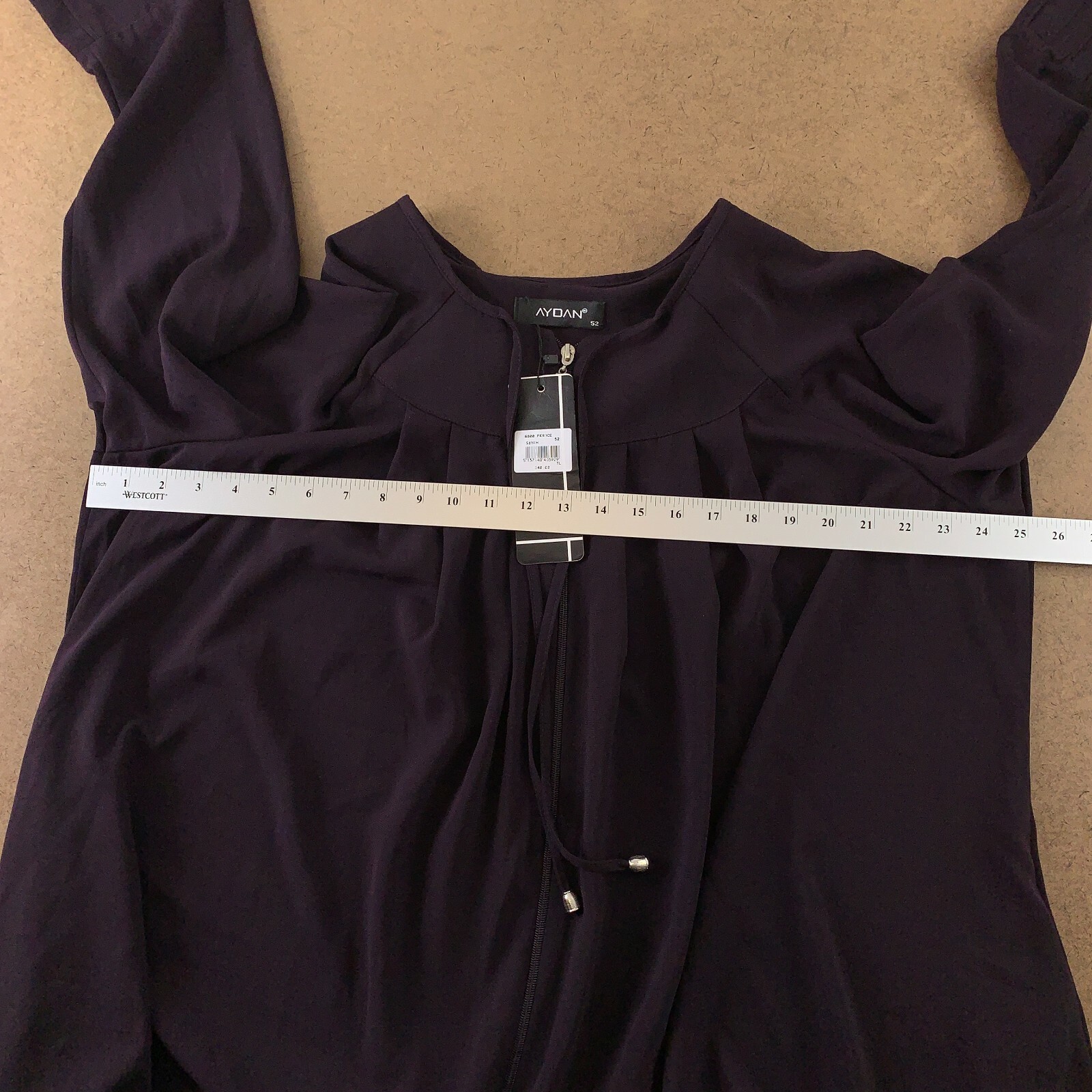 Aydan Womens Size 52 (1X) Plum Long Sleeve Front Zip Ferace SiYah Maxi Dress NWT