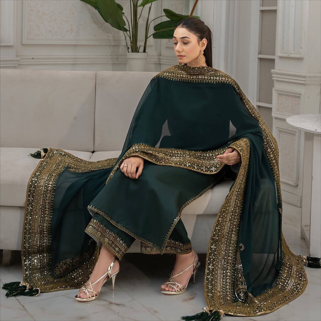 Presenting Heavy Silk Cream Top Palazzo With Dupatta For Functional Wear
