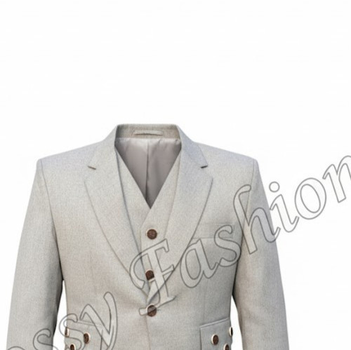 New Men’s Modern Kilt Jacket & Waistcoat Set Tweed Formal Wedding Dress