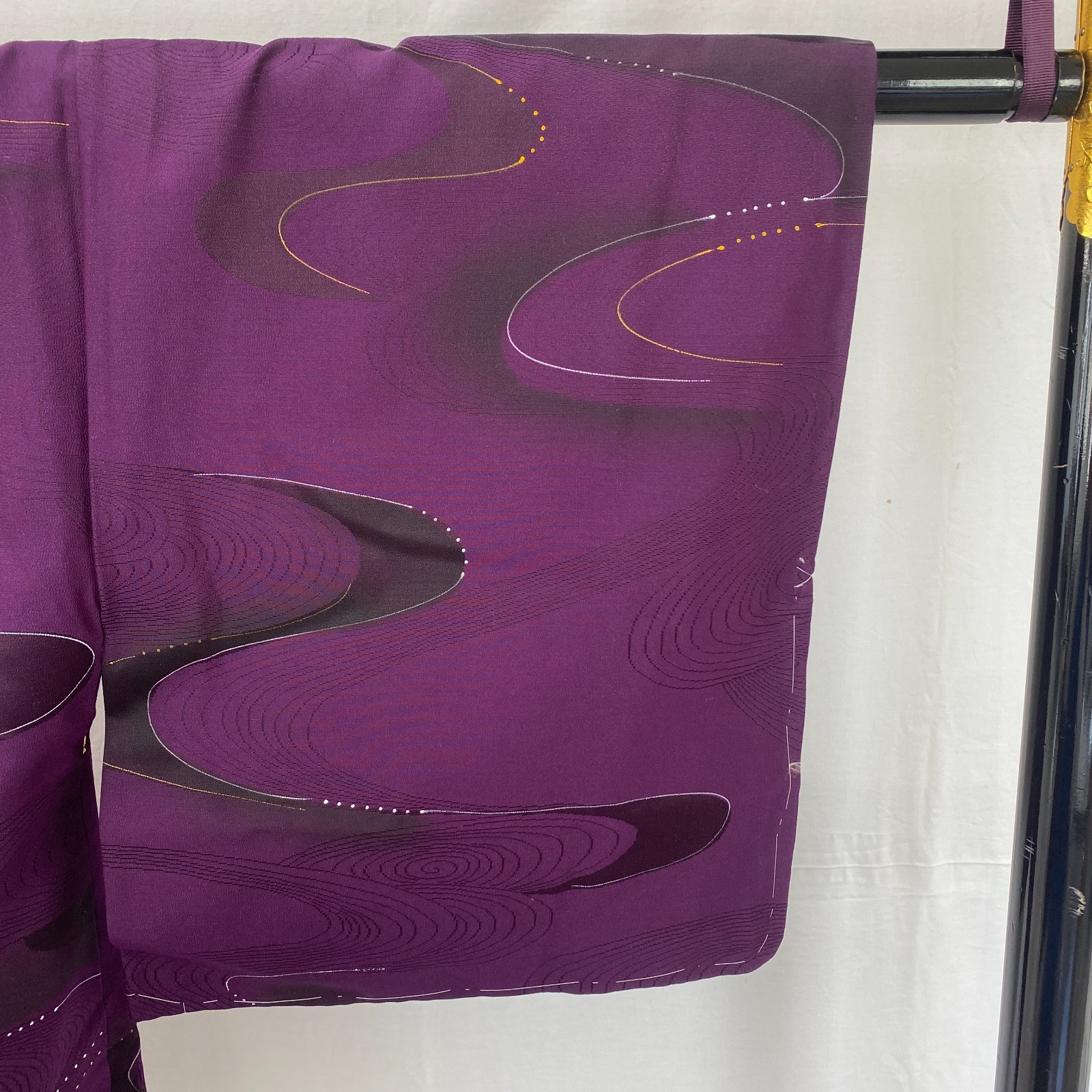 Japanese Vintage Kimono Haori Jacket Polyester Purple Traditional Authentic 30in