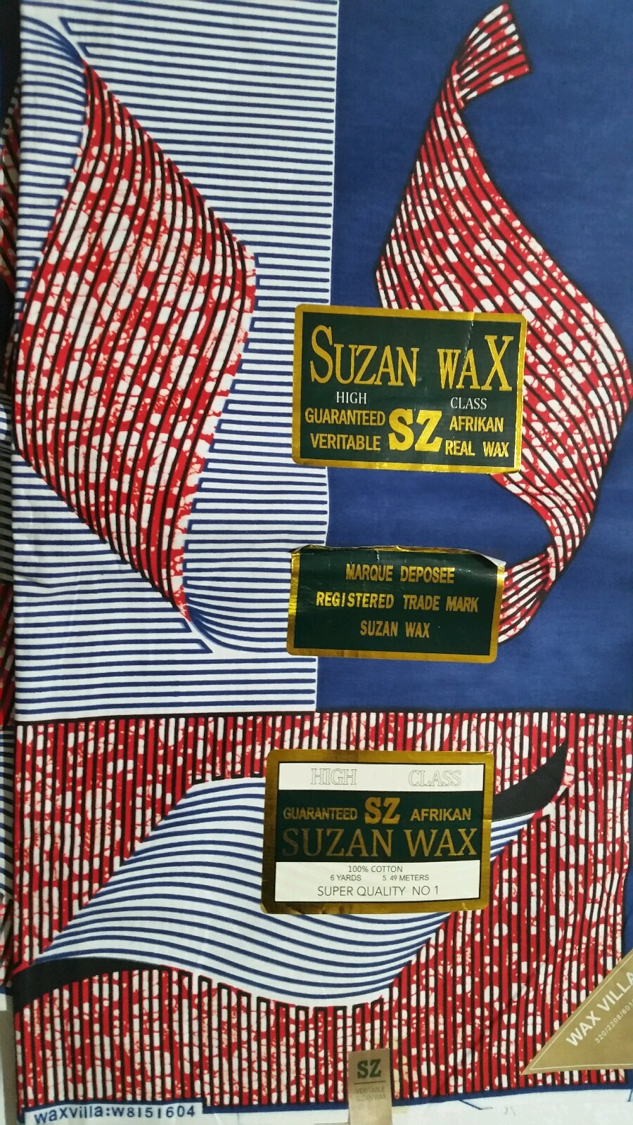 SUZAN WAX VERITABLE GUARANTEED Real Wax 100% Cotton African Print Fabric 6 YDS