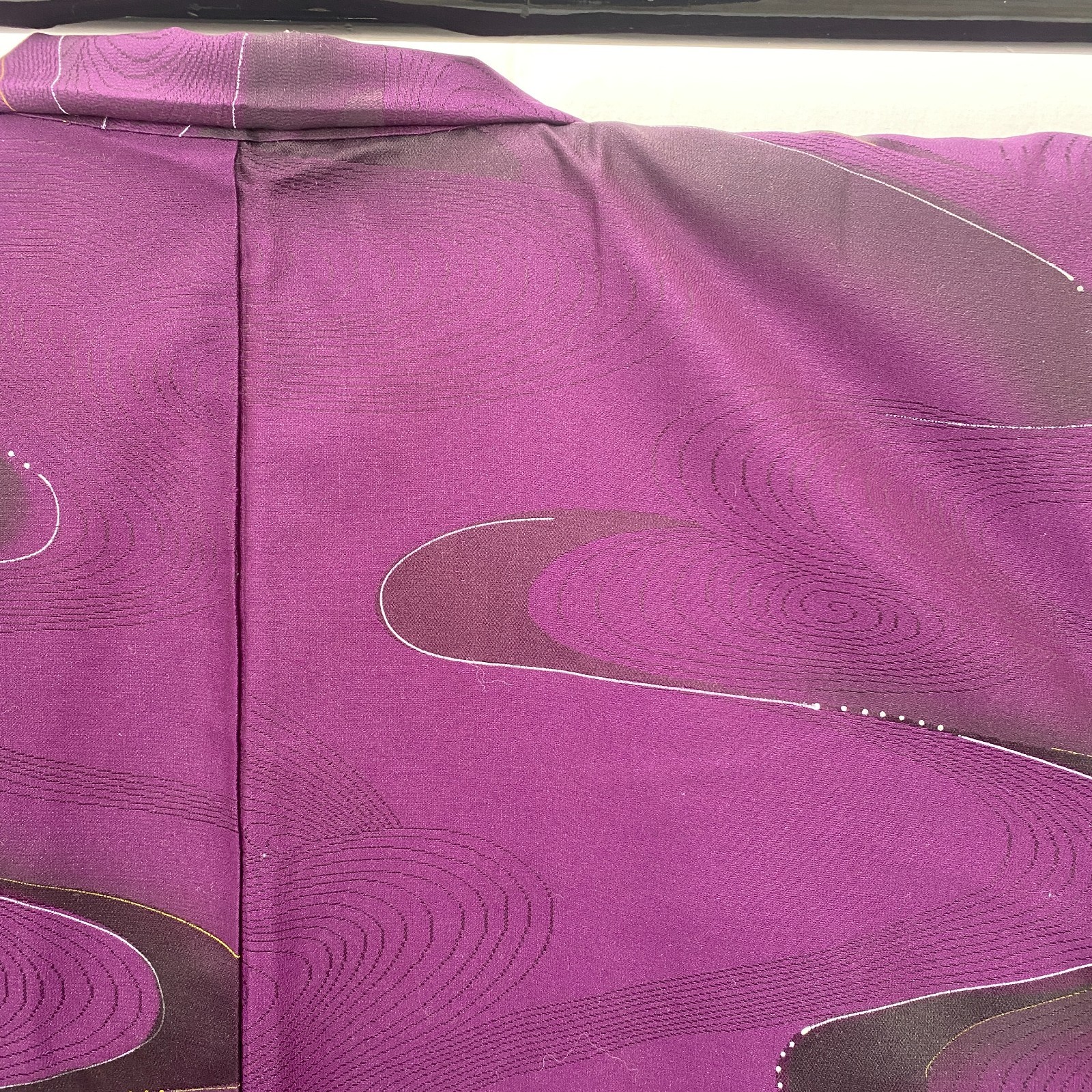 Japanese Vintage Kimono Haori Jacket Polyester Purple Traditional Authentic 30in