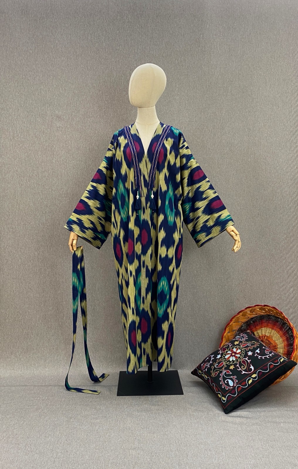 Uzbek Ikat Chapan Handmade Cotton Kimono Kaftan Boho Jacket Robe Festival Coat