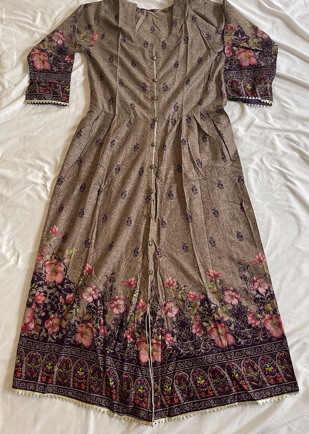Pakistani Indian Trendy Designer Long Kurta Maxi Lawn Cotton Small