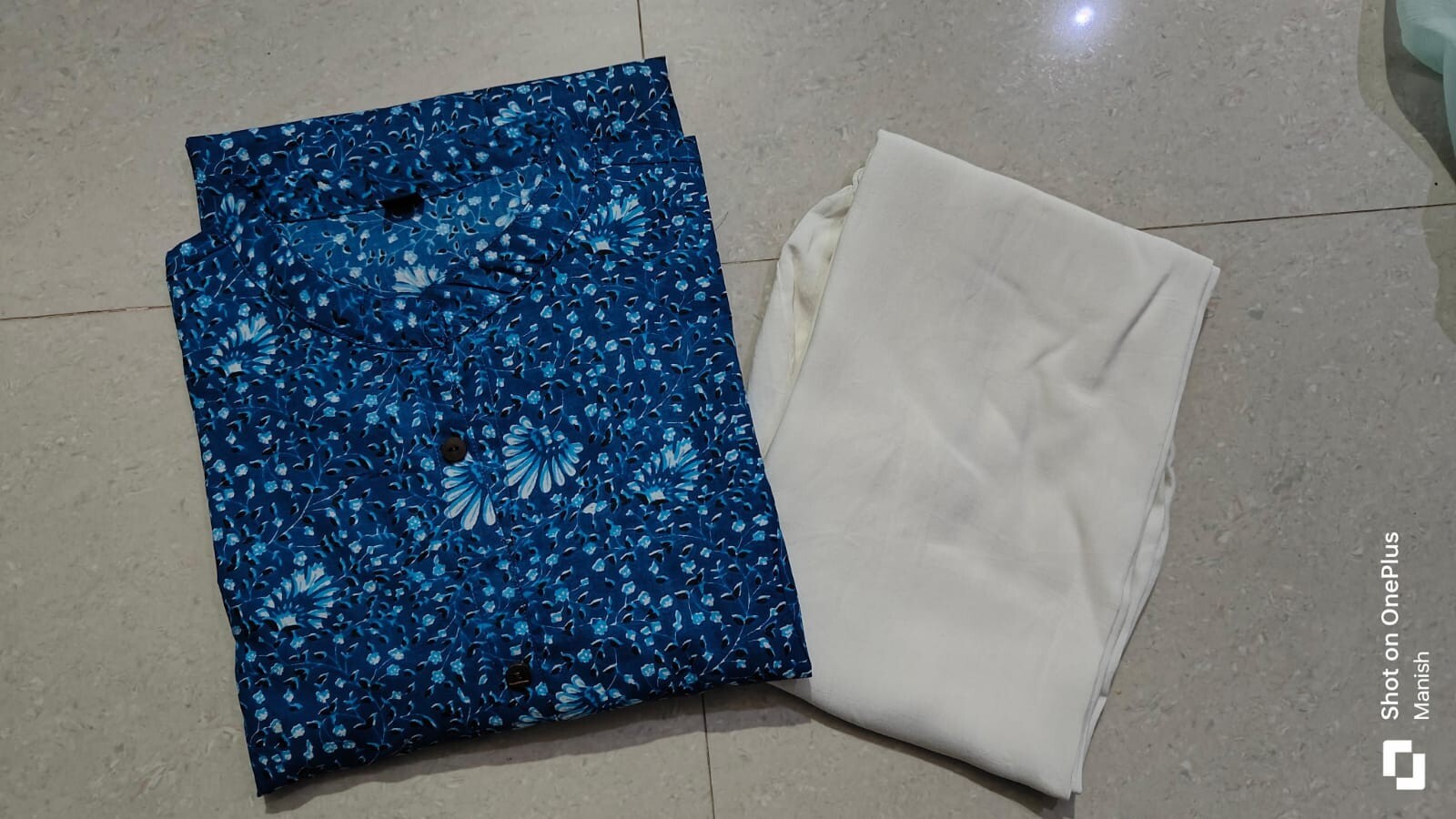 Indigo blue Color Printed Stitched Ready To Wear 2 Piece Cotton Kurti Pant Set