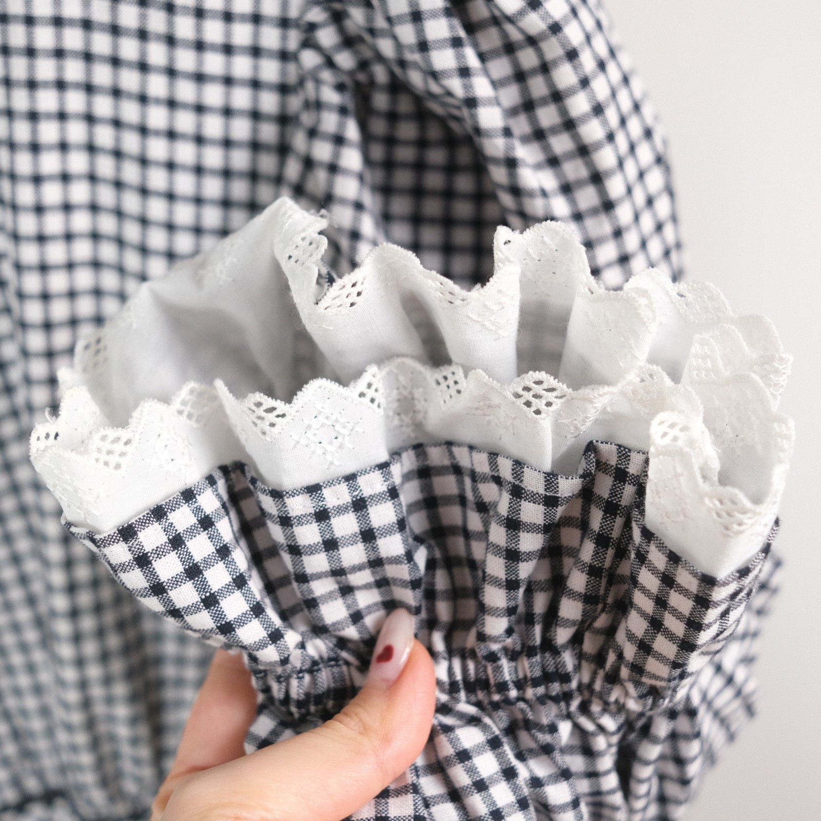 Austrian Alpine Cotton Folk Dres Checked Lace Trim Dirndl Style Size 42