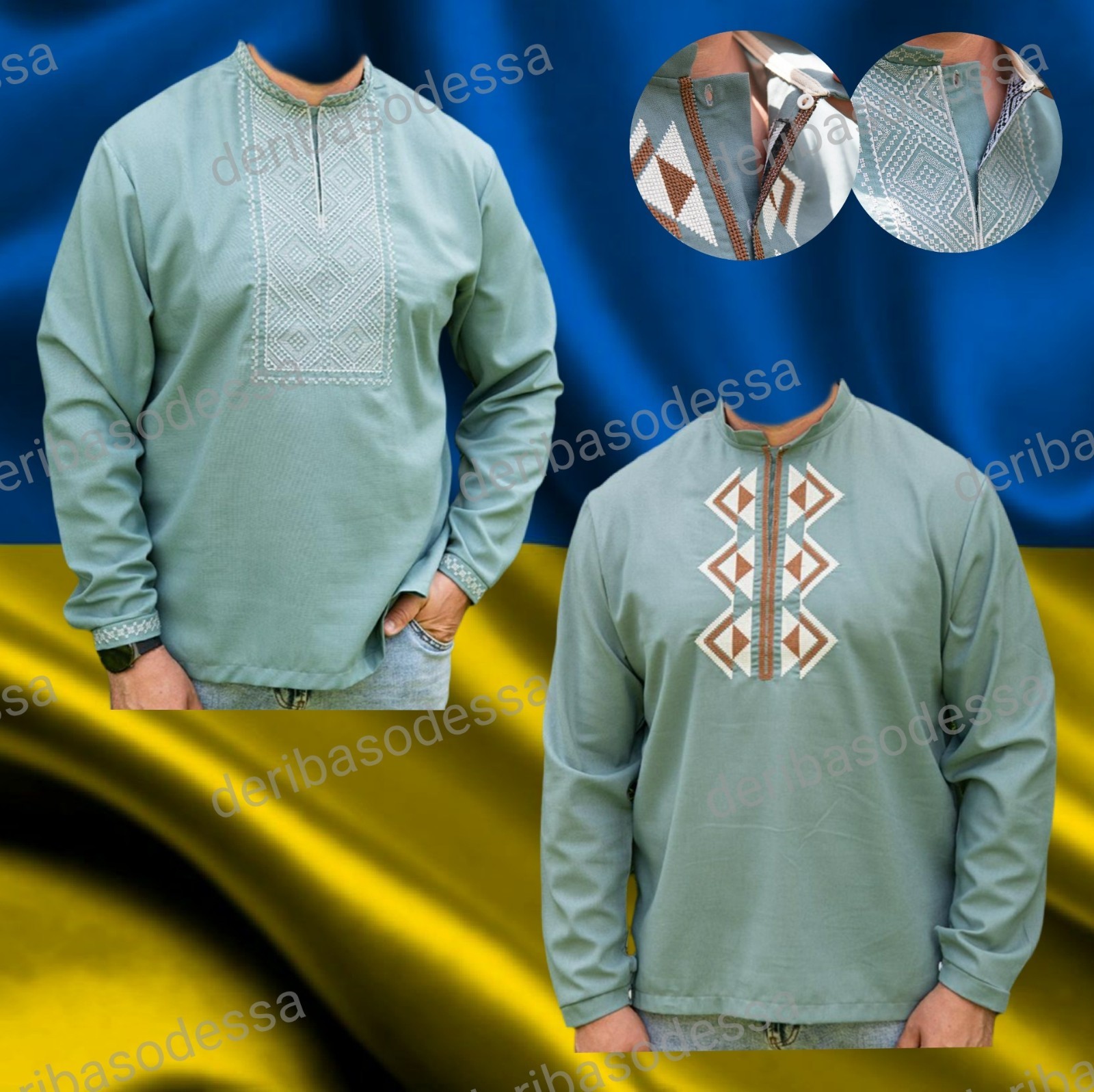 Ukrainian Embroidered Tradition shirt for men Sorochka Vyshyvanka Size(S-M)-5XL