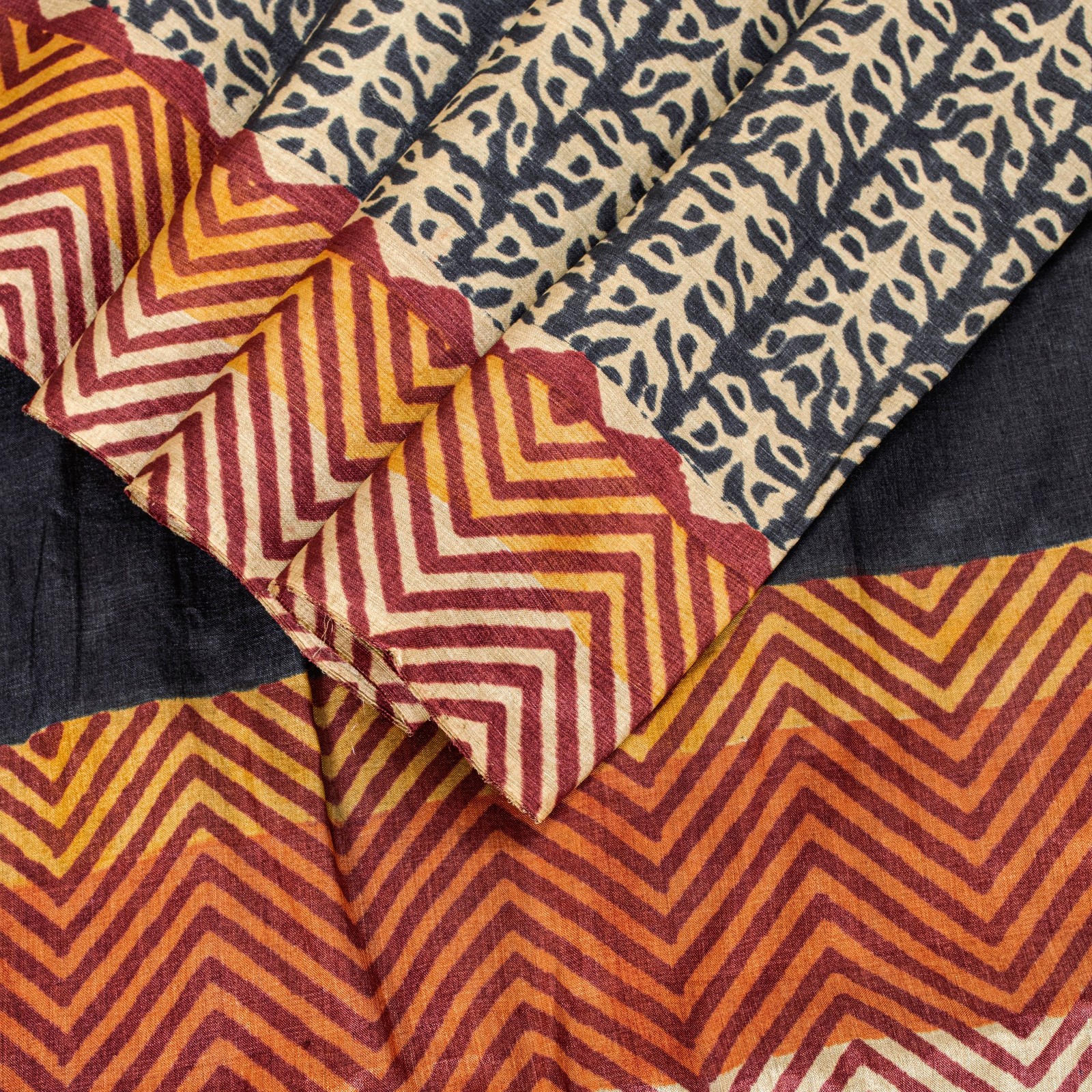 Sanskriti Vintage Black Pure Bamboo Silk Saree Bagru Hand Block Print 6+Yd Sari