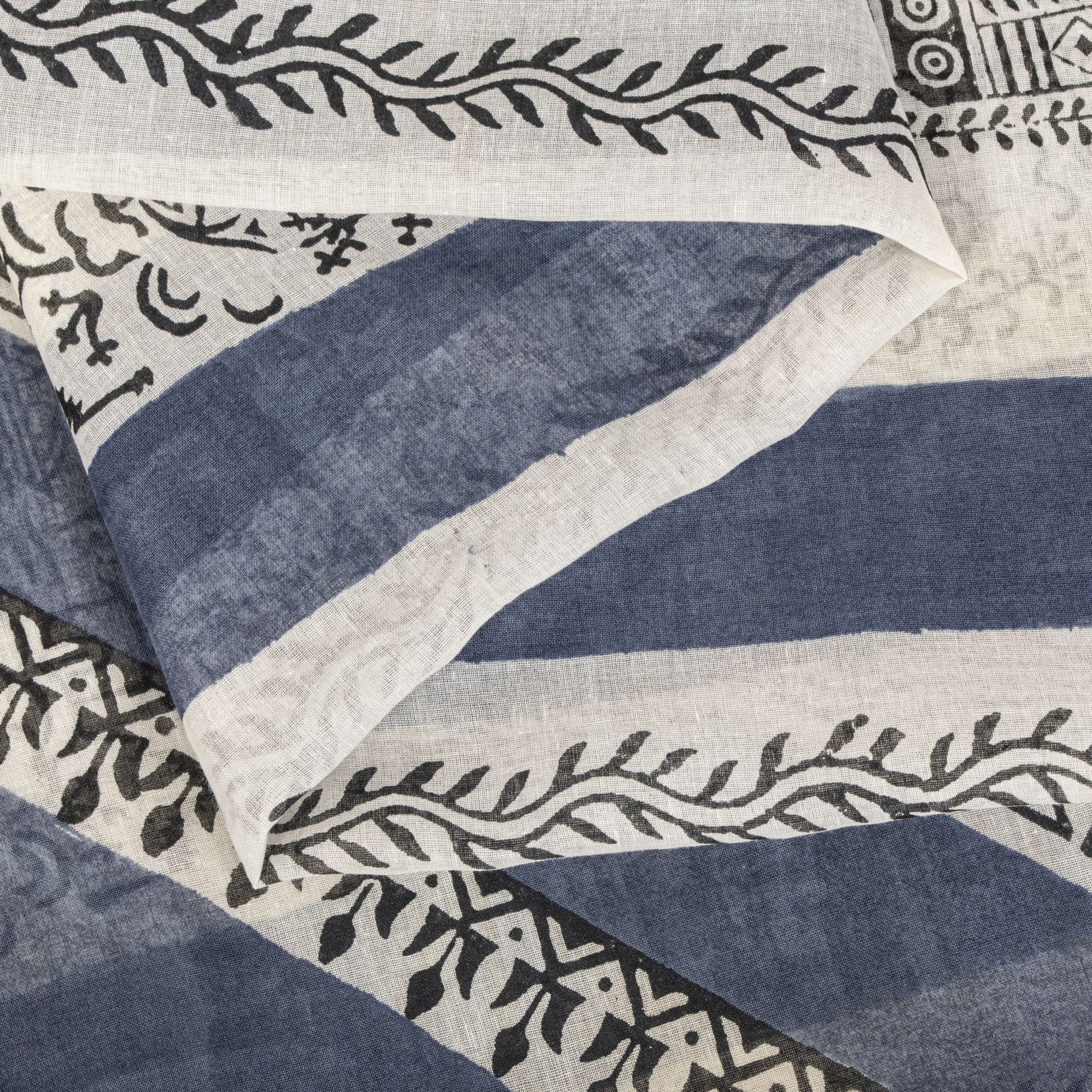 Sanskriti Vintage Saree White-Gray Pure Cotton Hand Block Printed Sari 5Ydfabric