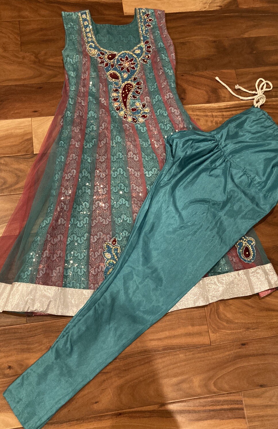 Indian Ethnic Hand made Festive Colorful Sari with salwar Wear Bust 16X 29Length