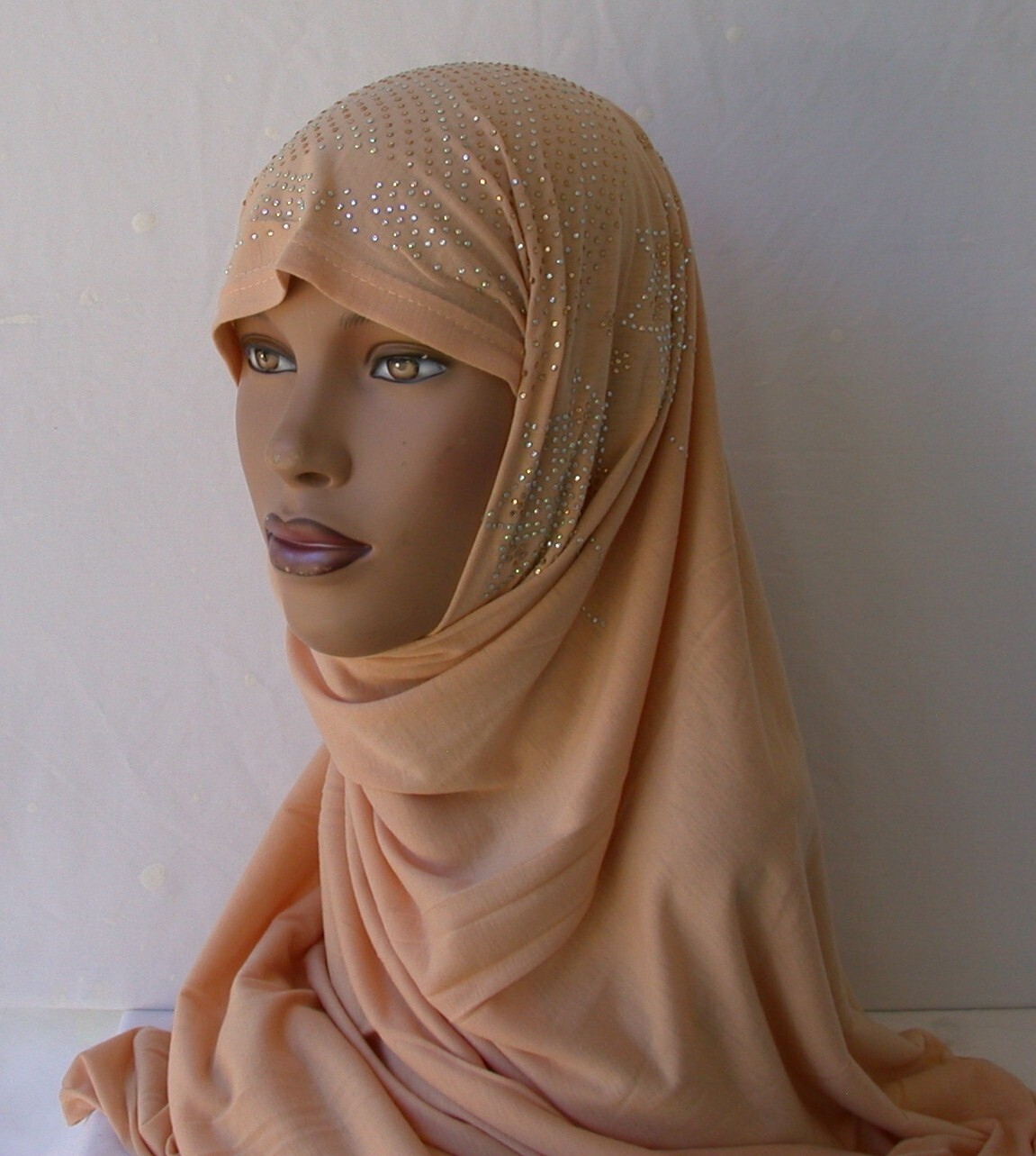 TAN Fashion Rhinestones Scarves 28 x 70 inch Hijab