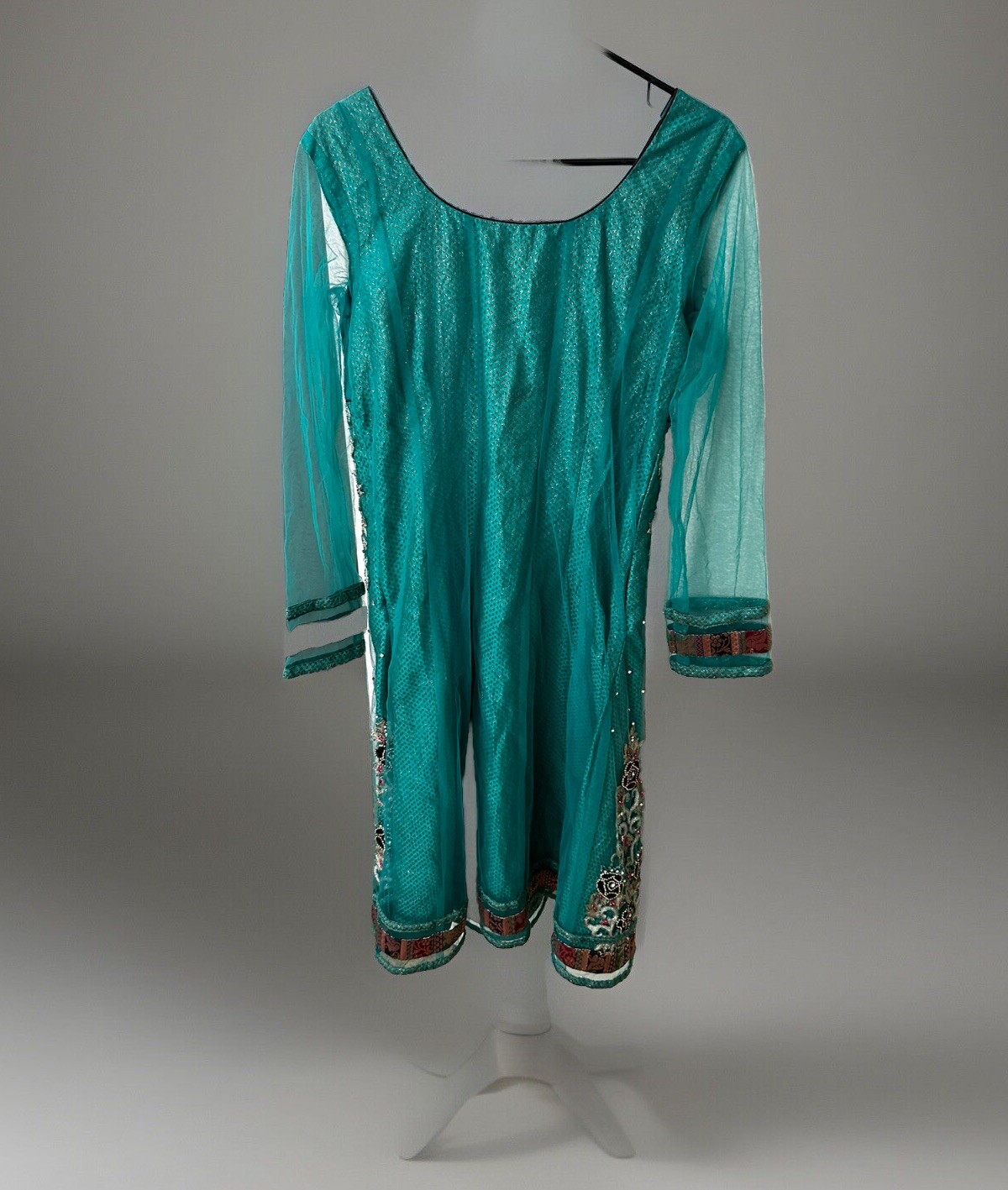 pakistani/Indian Party Wear Dress Turquoise With Beautiful, Heavy Beading 38