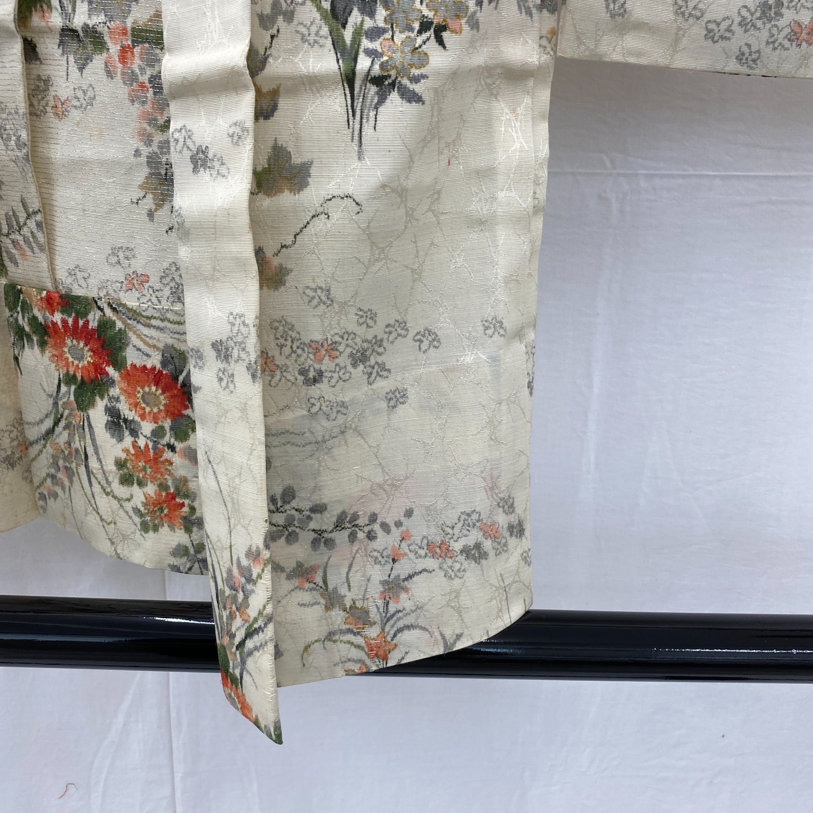 Japanese Vintage Kimono Haori Jacket Silk White Traditional Authentic 28 in