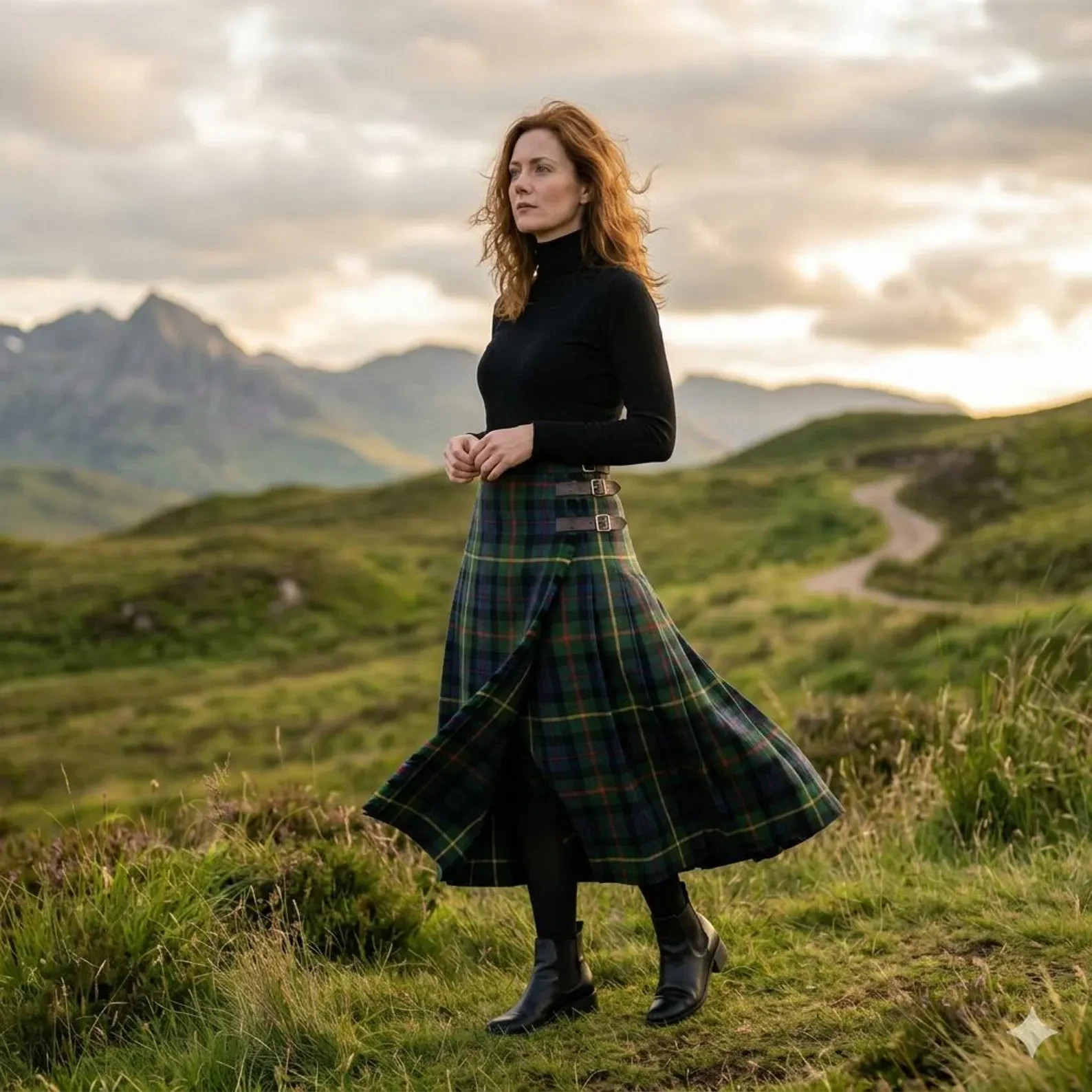 MacDonald Tartan Hostess Women Maxi Skirt | Wool Pleated Ladies Kilt Skirt