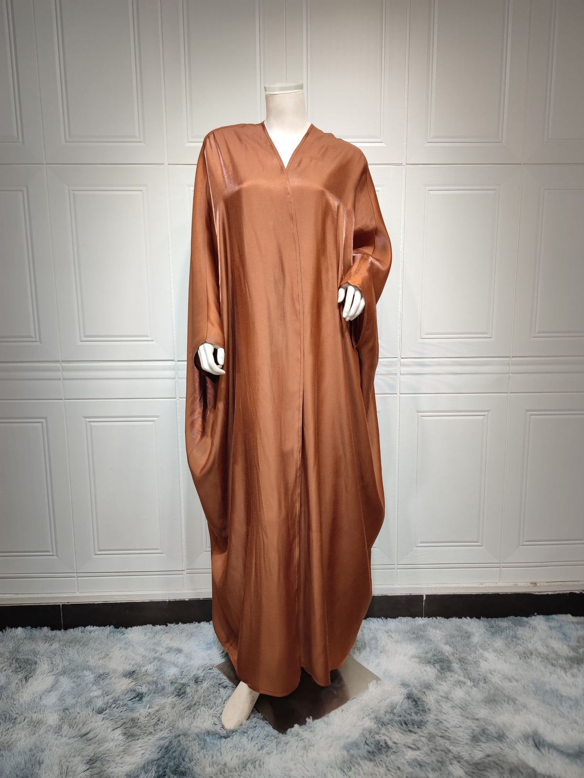 African Plus Size Kaftan Ramadan Eid Muslim Women Dress Islam Satin Abaya Dubai