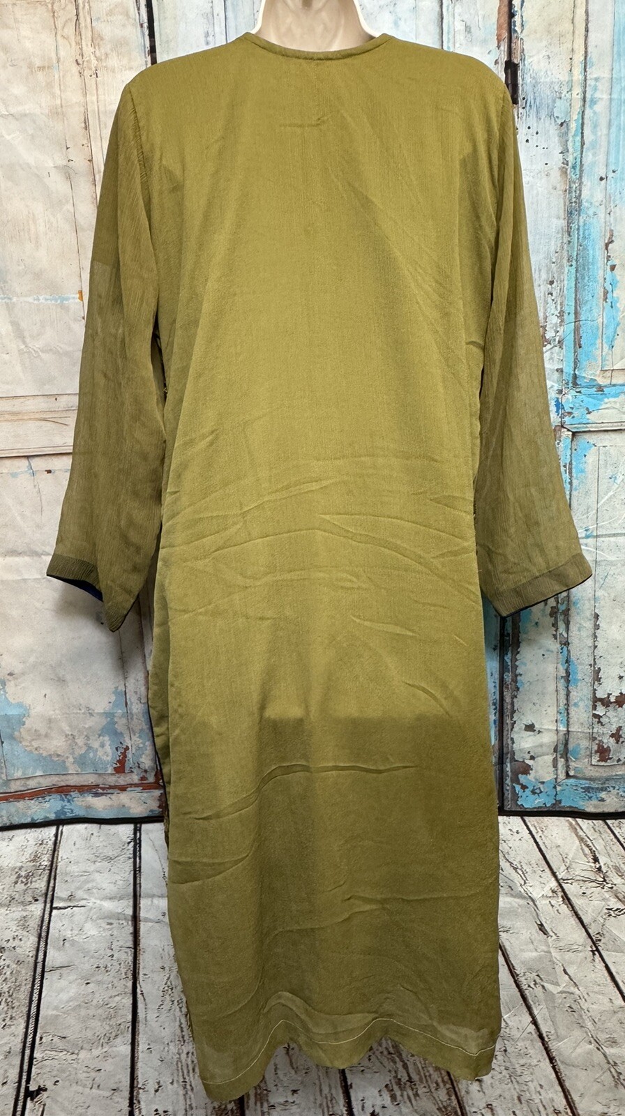 SUPERB Sheer Lined Embellished KURTA Style Long Tunic Top Women’s 42 – Bollywood