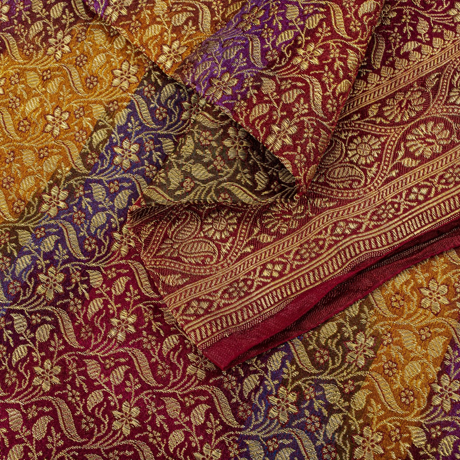 Sanskriti Vintage Multicolor Blend Silk Saree Rangkat Banarasi Brocade Zari Sari