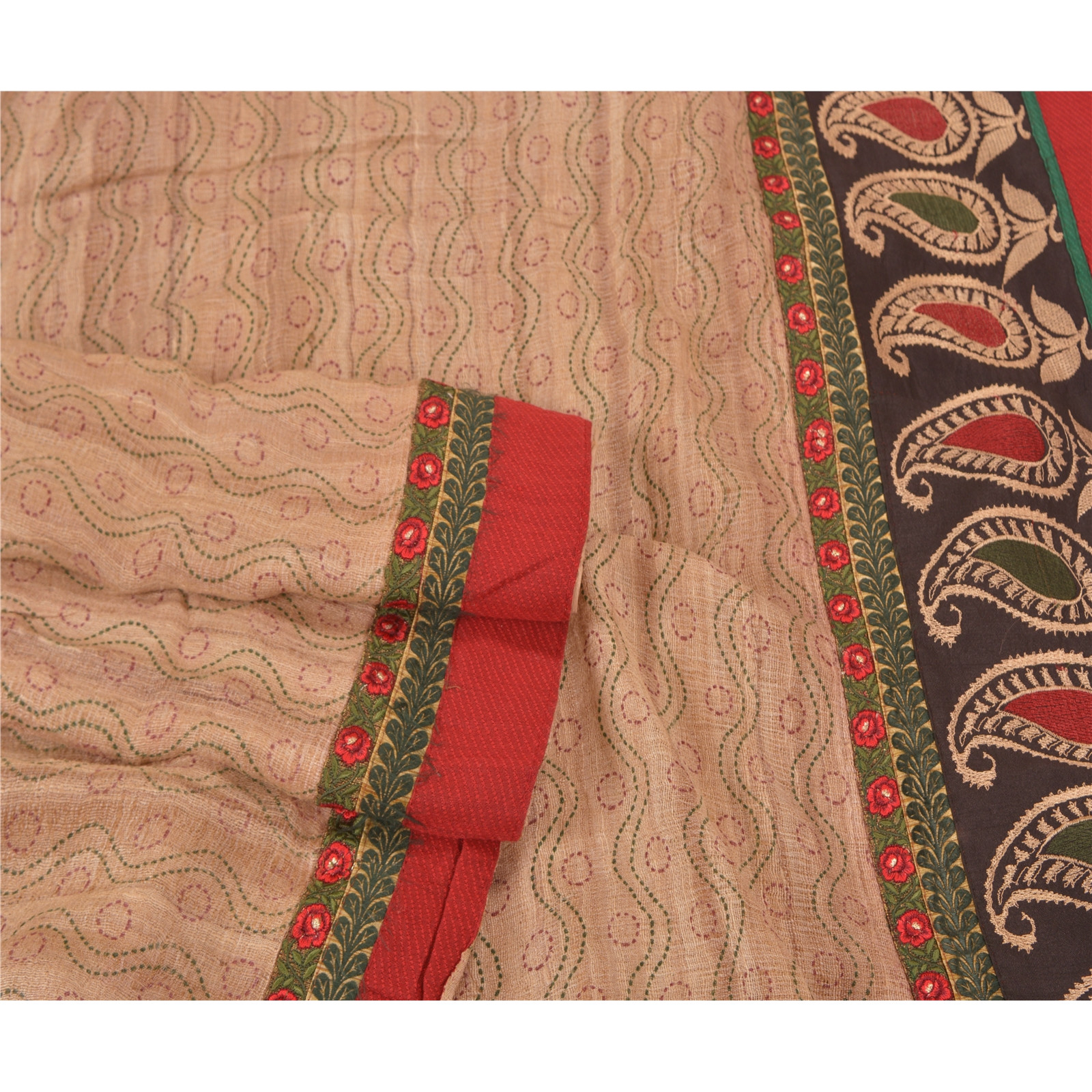 Sanskriti Vintage Indian Sarees Pure Handloom Silk Fabric Embroidered Woven Sari