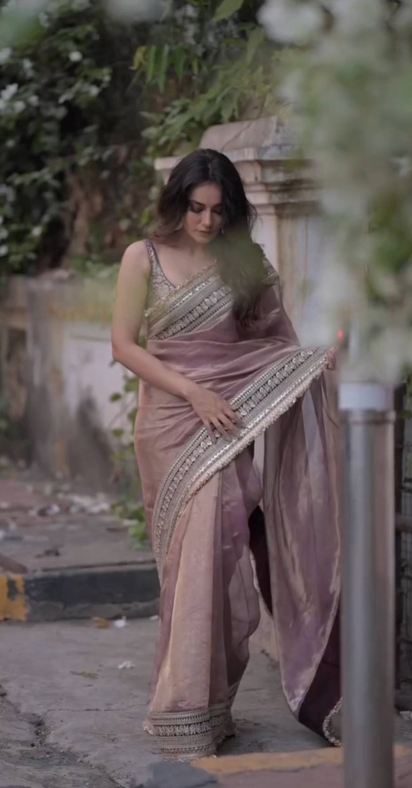 Designer Bollywood Soft Twill Net Saree Sequin Embroidery Party Wedding Sari