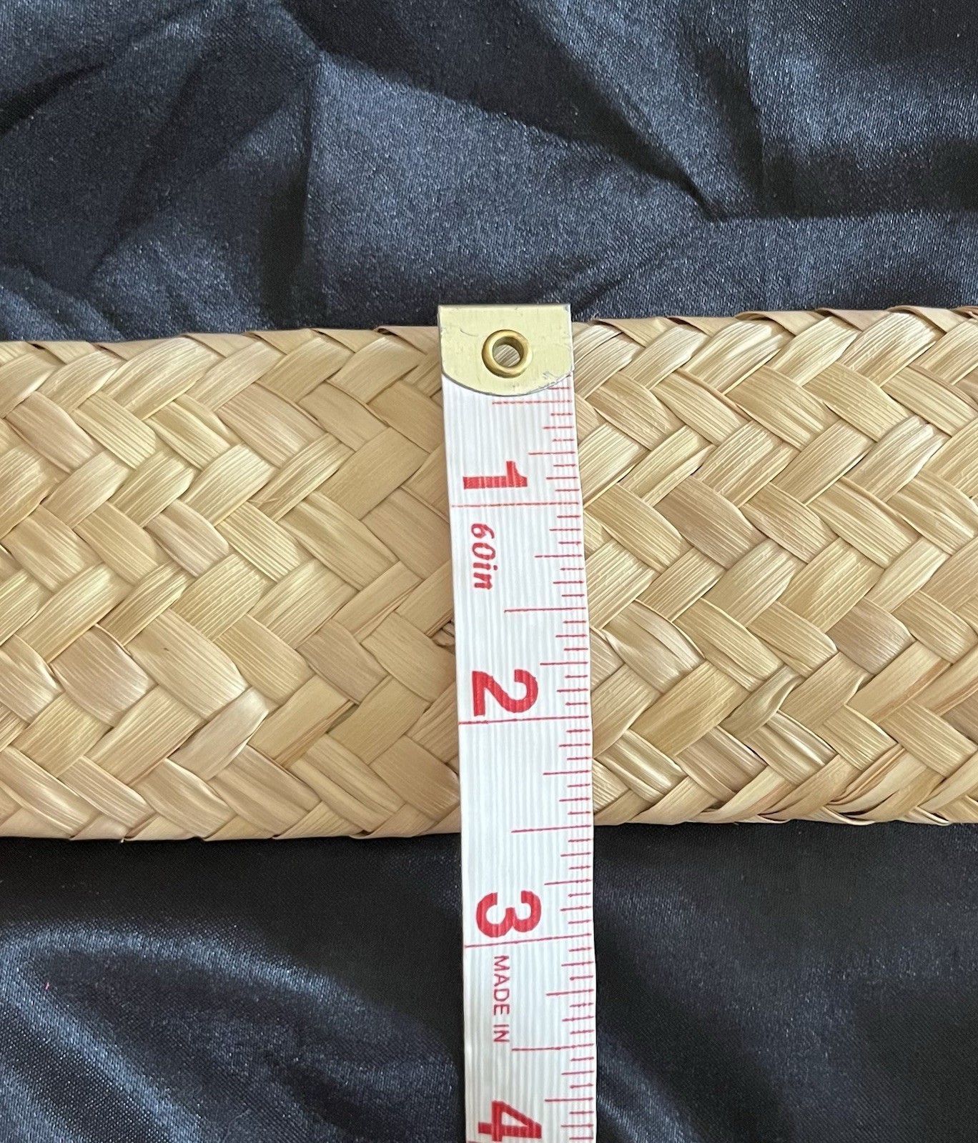 Rare 106″ MAYAN Woven Natural Rattan & Wool BELT Red From Mexico Vintage Rare